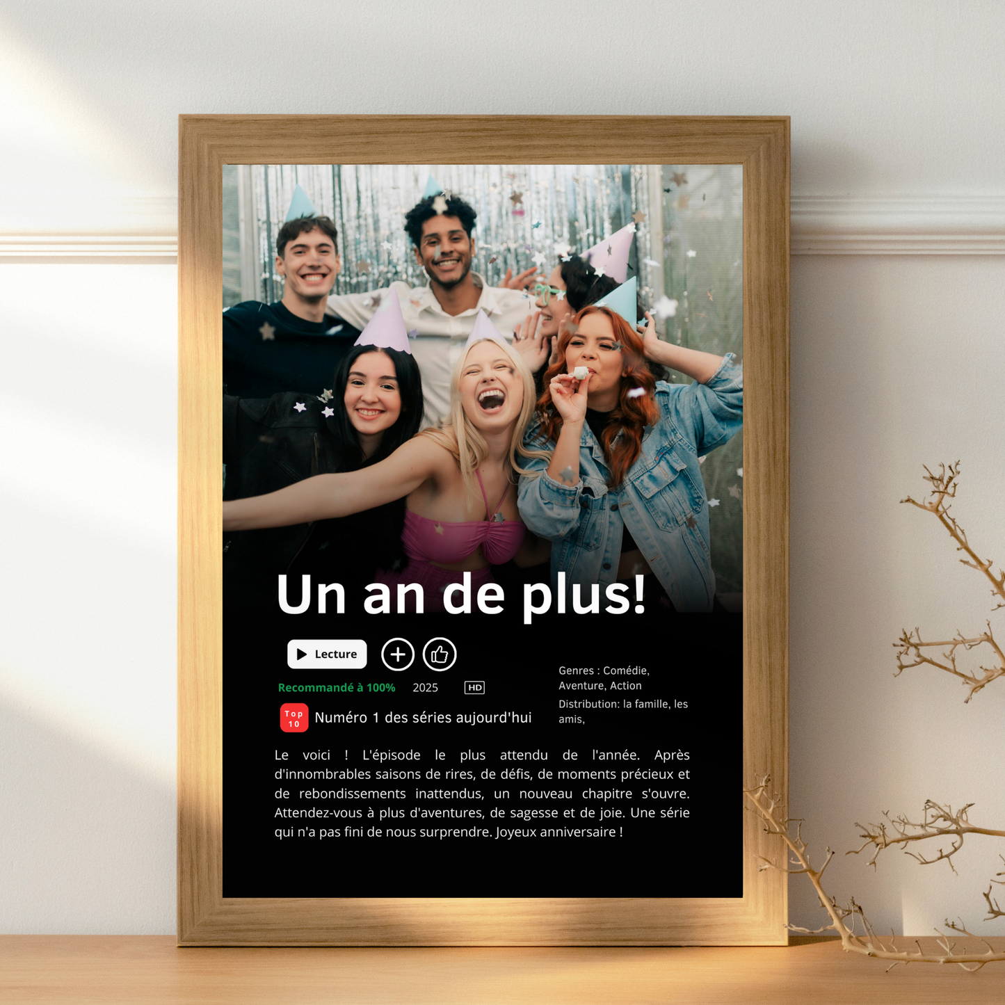 🎂 Affiche Série ou Film Netflix Personnalisée Joyeux Anniversaire - 1 an de plus!
