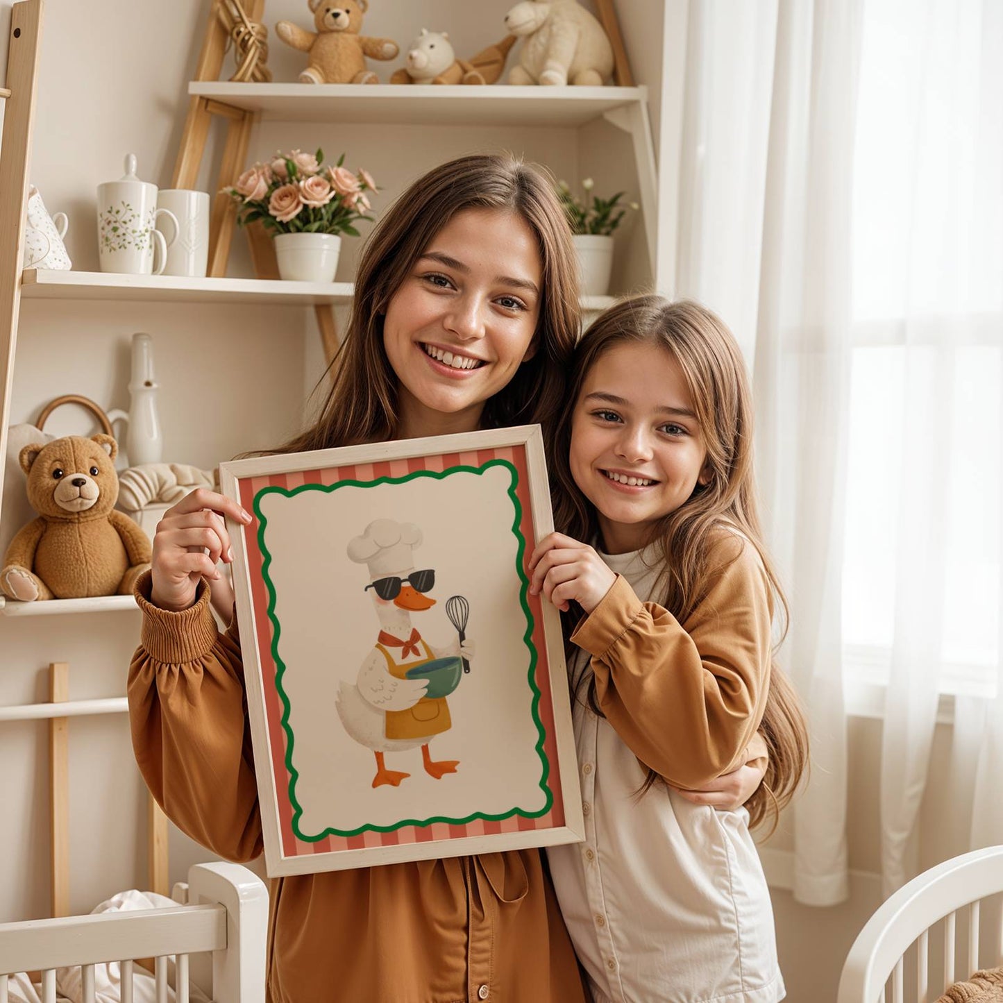 Affiche Enfant Oie Cuisine – Poster Animaux Rigolo pour Chambre d’Enfant, Affiche Déco Fun et Cadeau Original
