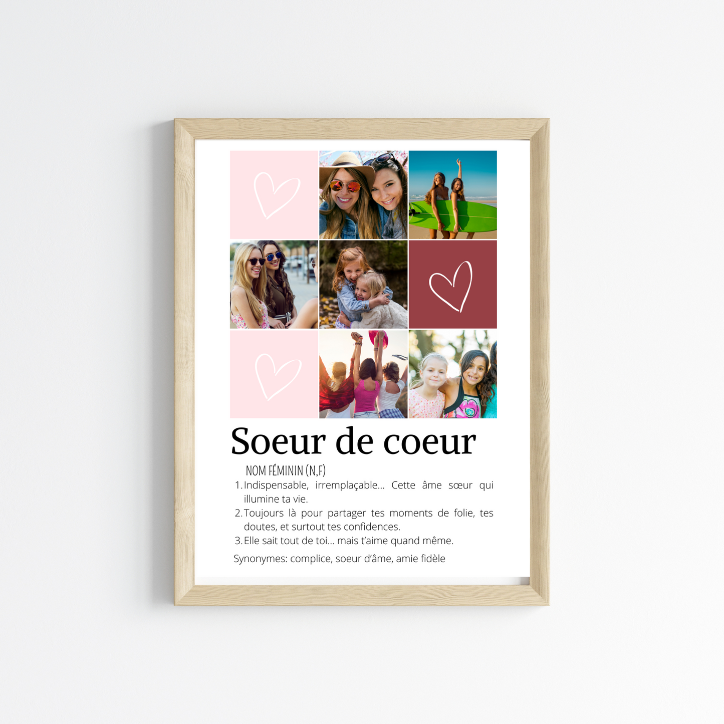 Affiche definition soeur de coeur - cadeau personnalisée BFF Meilleures amies par Le Temps des Paillettes - Le Temps des Paillettes