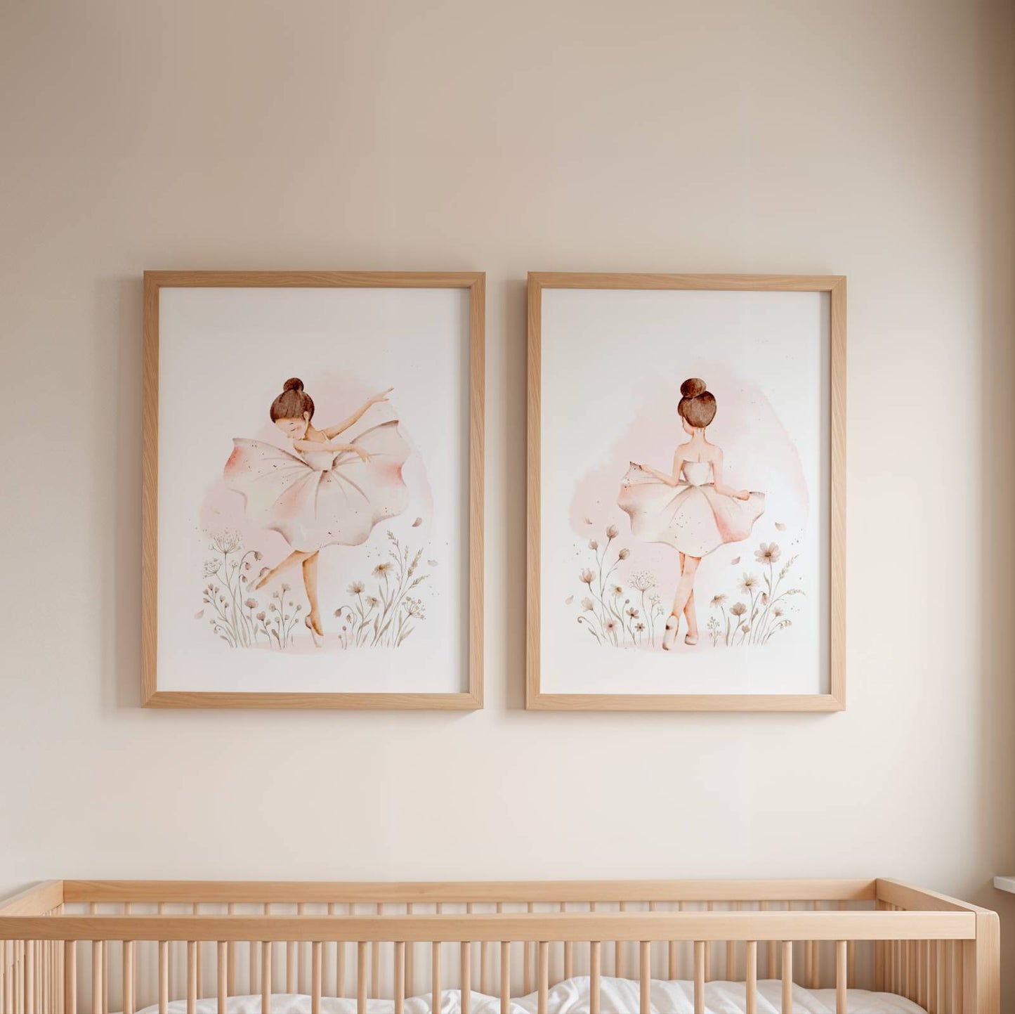 Lot de 3 Affiches Danseuse Étoile | Trio Posters Chambre Bébé Fille Aquarelle | Déco Murale Ballerine Rose Poudré Thème Danse Classique