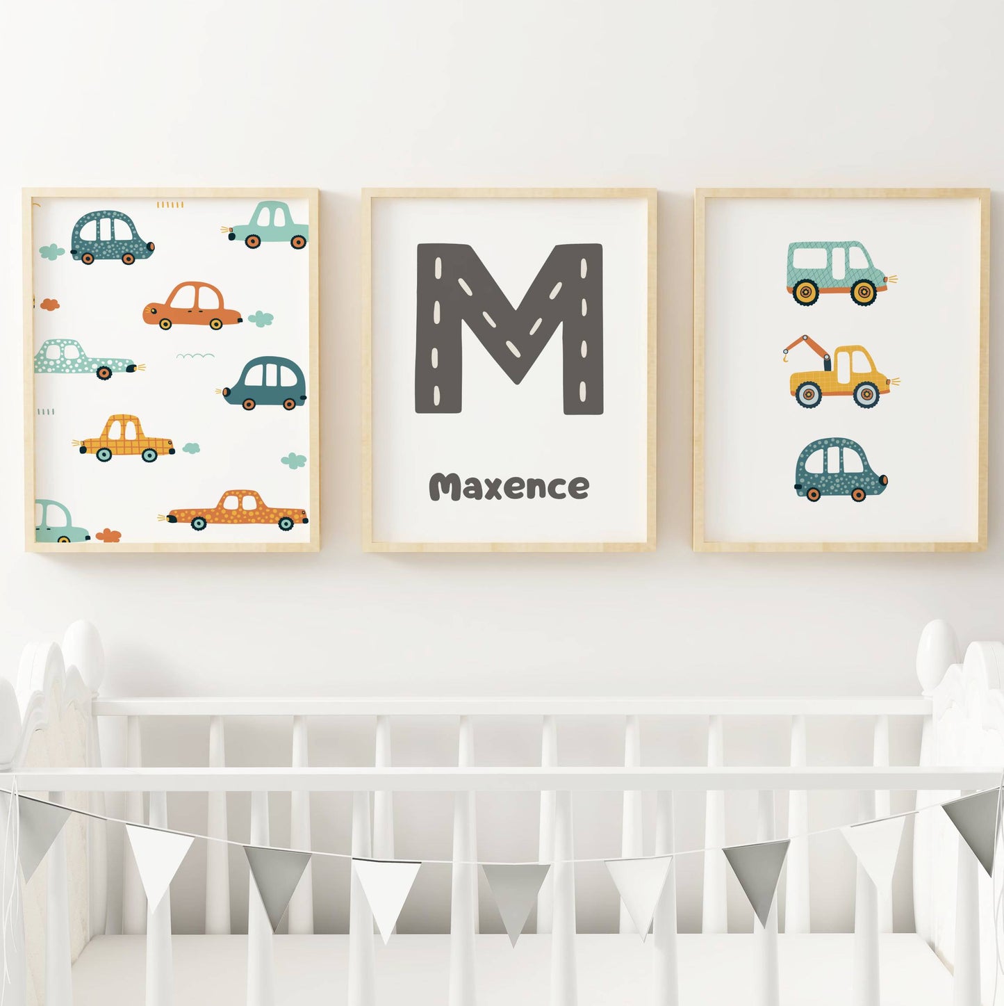 Lot 3 Affiches Chambre Garçon Voitures Véhicules Colorés – Galerie Murale Cadeau Naissance Anniversaire Thème Transport - Image 4