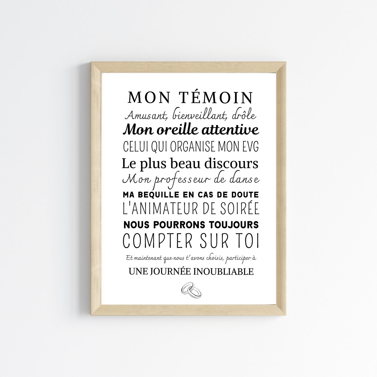 Affiche personnalisé mon témoin - demande témoin - cadeau personnalisé témoin par Le Temps des Paillettes - Le Temps des Paillettes