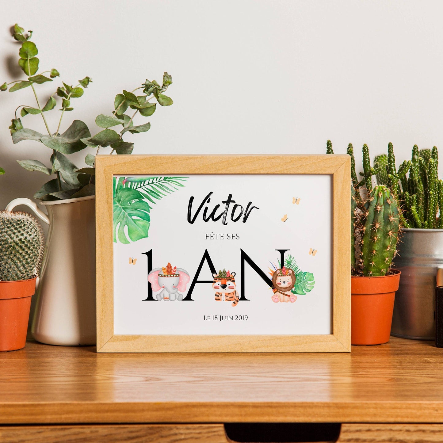 Affiche de Bienvenue Personnalisée - Anniversaire Enfant - Thème Tropical Jungle - Le Temps des Paillettes