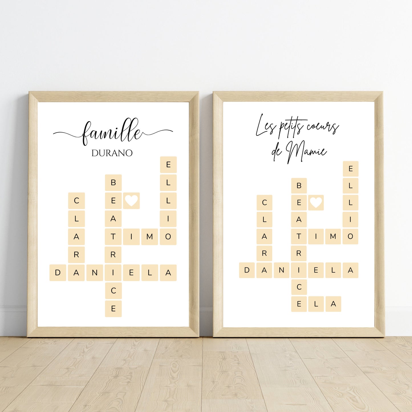 Affiche personnalisée mamie scrabble - cadeau fête des mamie avec prénoms petits enfants par Le Temps des Paillettes - Le Temps des Paillettes