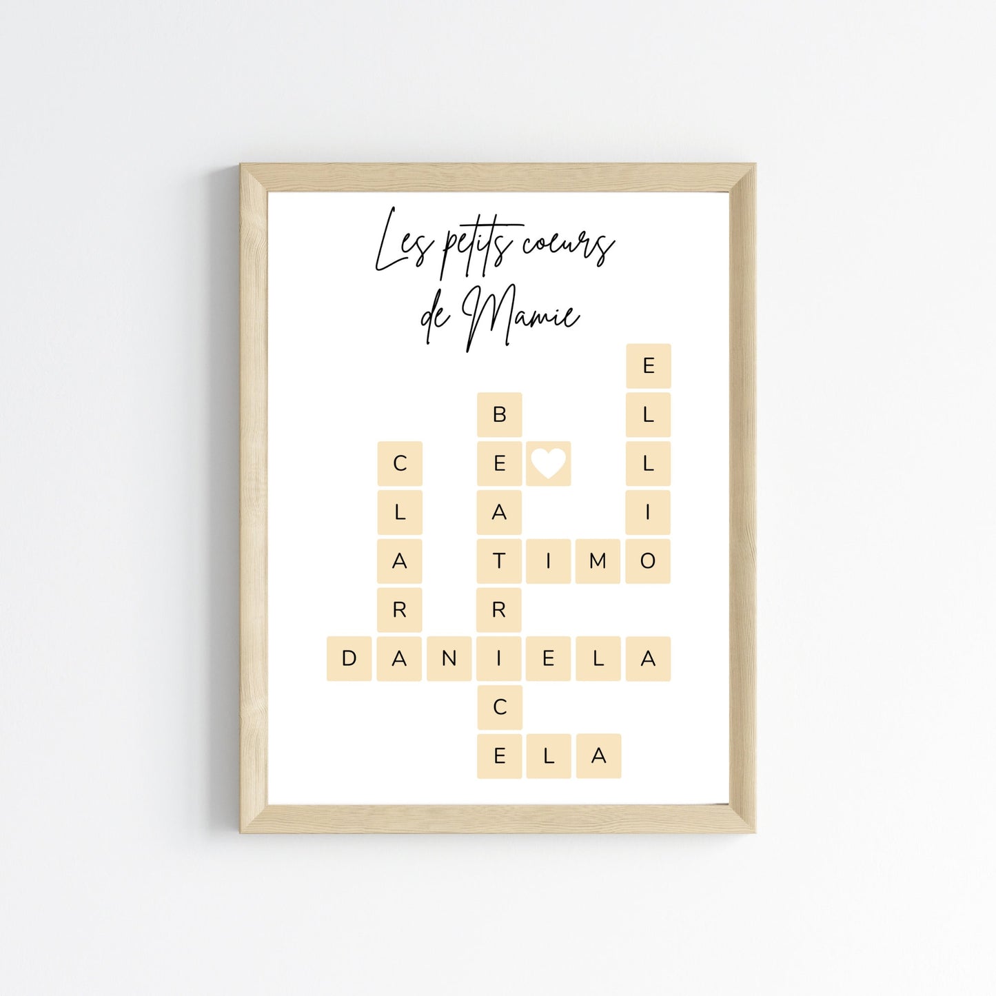 Affiche personnalisée mamie scrabble - cadeau fête des mamie avec prénoms petits enfants par Le Temps des Paillettes - Le Temps des Paillettes