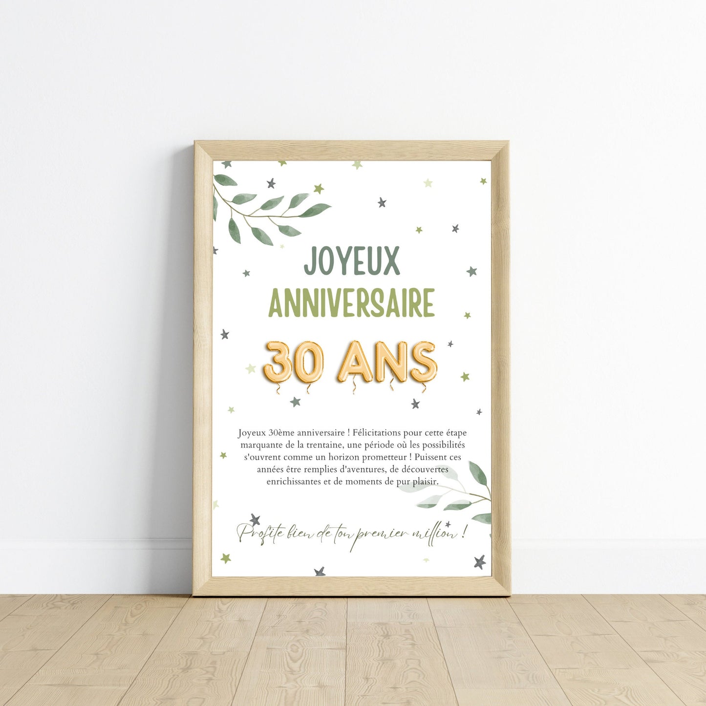 Cadeau argent anniversaire 30 ans, ton premier million, affiche message surprise pour billets à offrir - Le Temps des Paillettes
