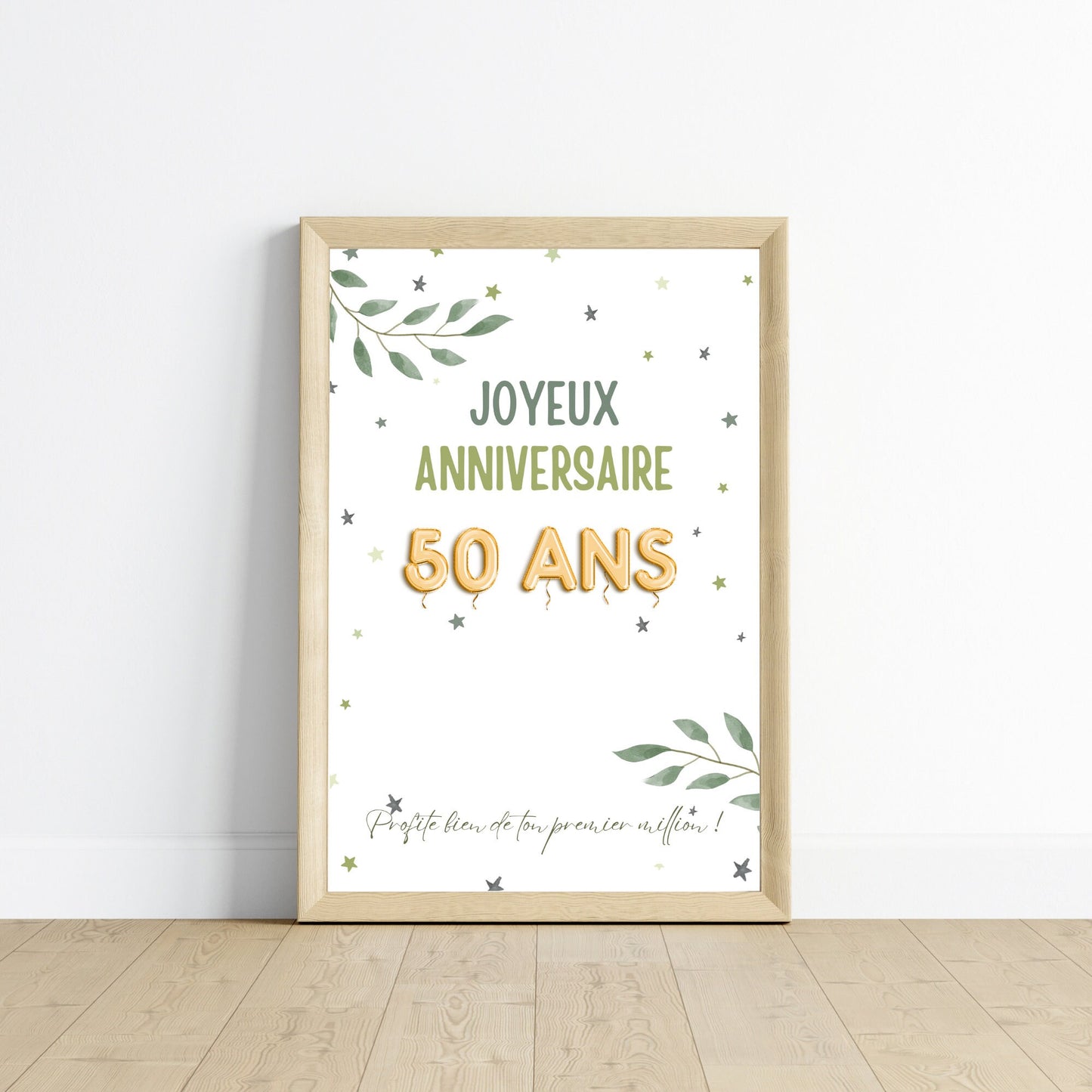 Cadeau argent anniversaire 50 ans, ton premier million, affiche message surprise pour billets à offrir - Le Temps des Paillettes
