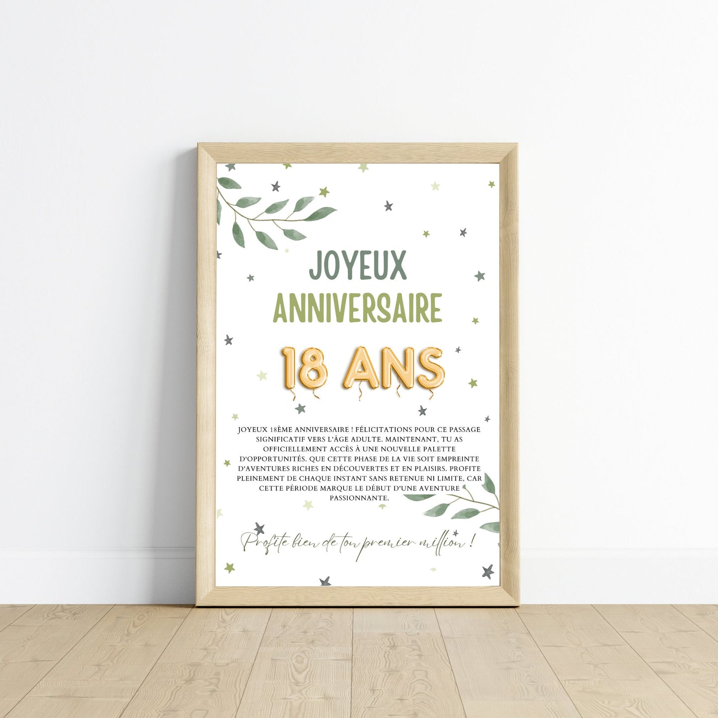 Cadeau argent anniversaire 18 ans, ton premier million, affiche message surprise pour billets à offrir - Le Temps des Paillettes