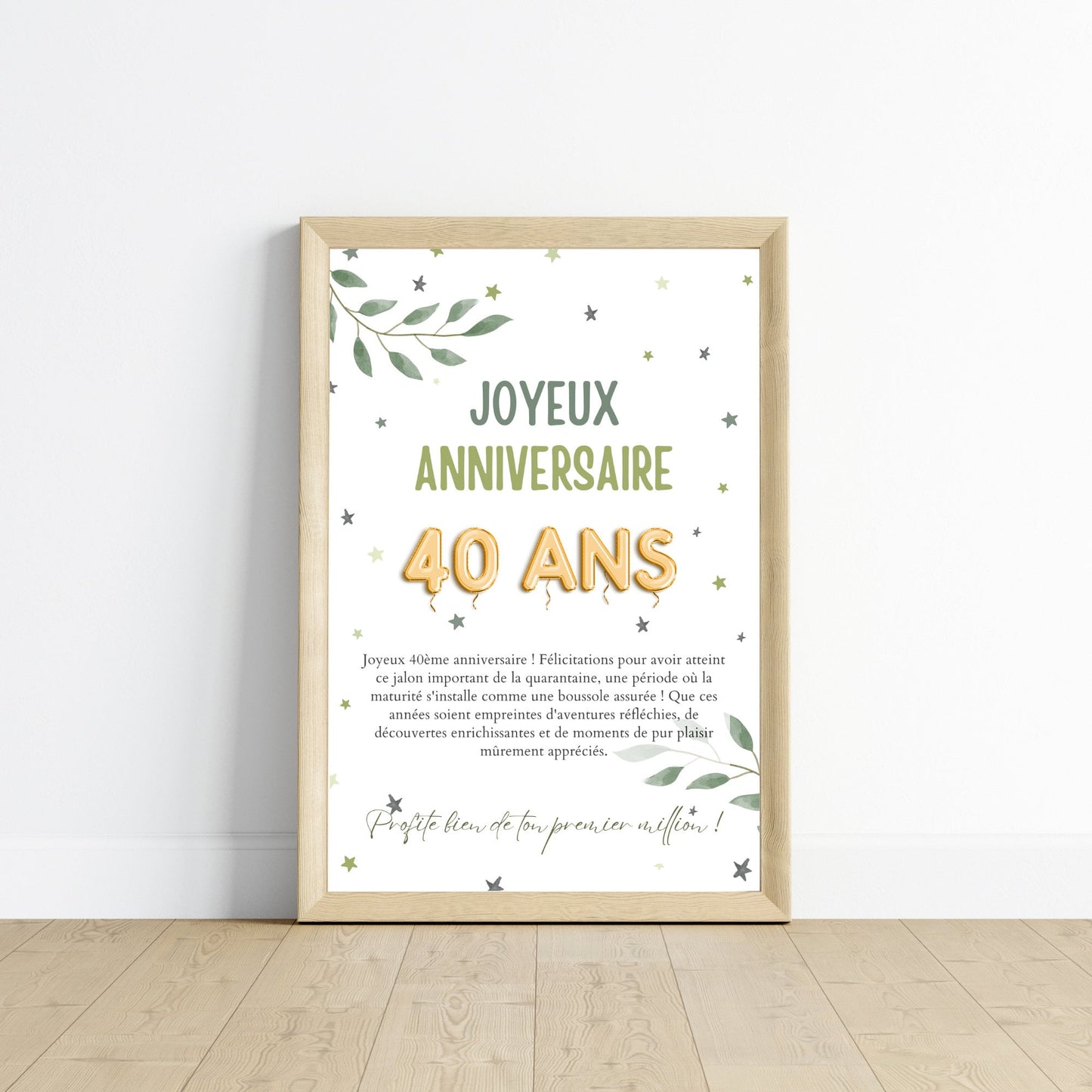Cadeau argent anniversaire 40 ans, ton premier million, affiche message surprise pour billets à offrir - Le Temps des Paillettes