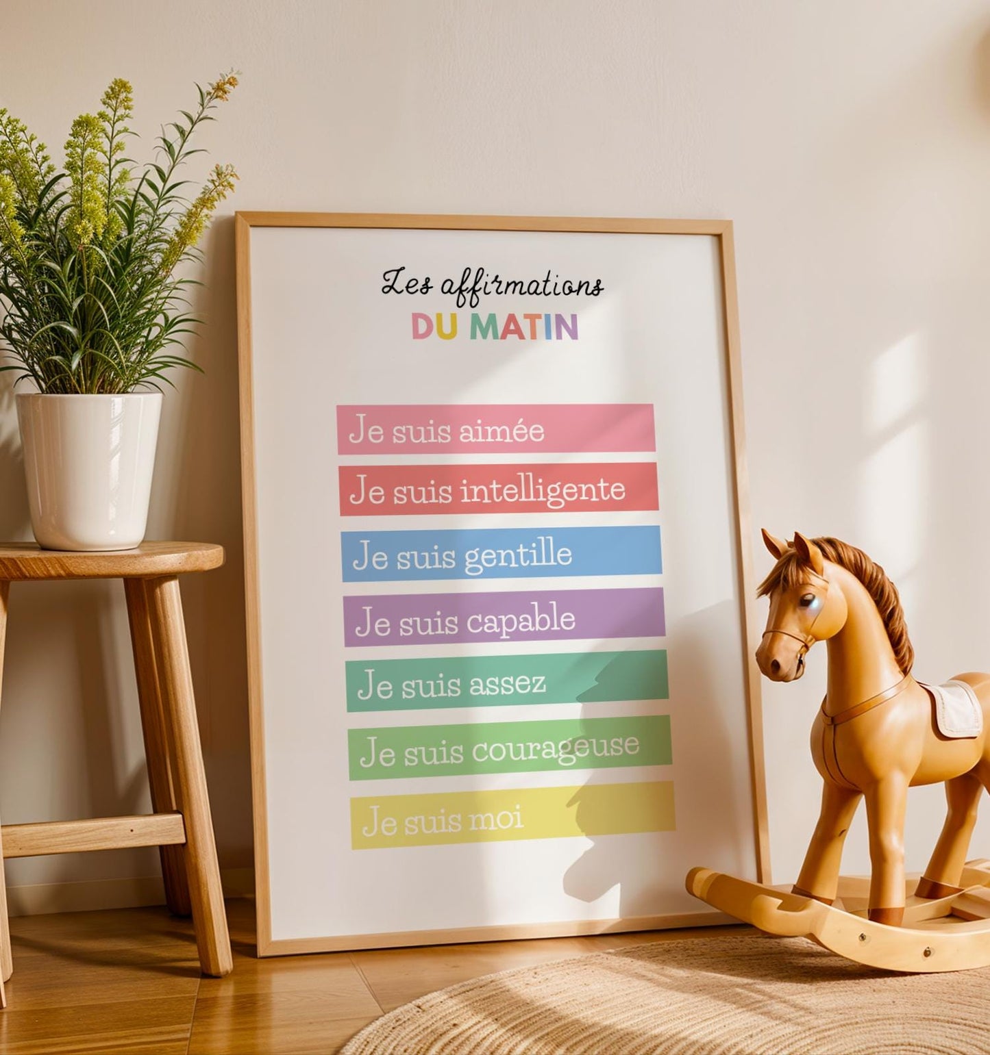 Affiche Affirmations Positives Enfant - Poster Motivation Fille ou Garçon - Décoration Murale Chambre Bébé - Art Mural Montessori