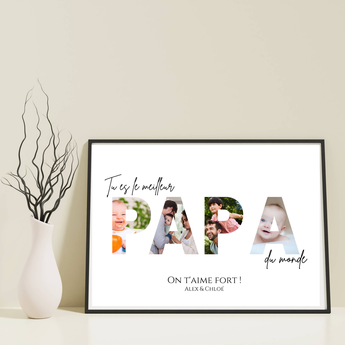 Affiche papa personnalisée photos - cadeau personnalisé papa par Le Temps des Paillettes - Le Temps des Paillettes