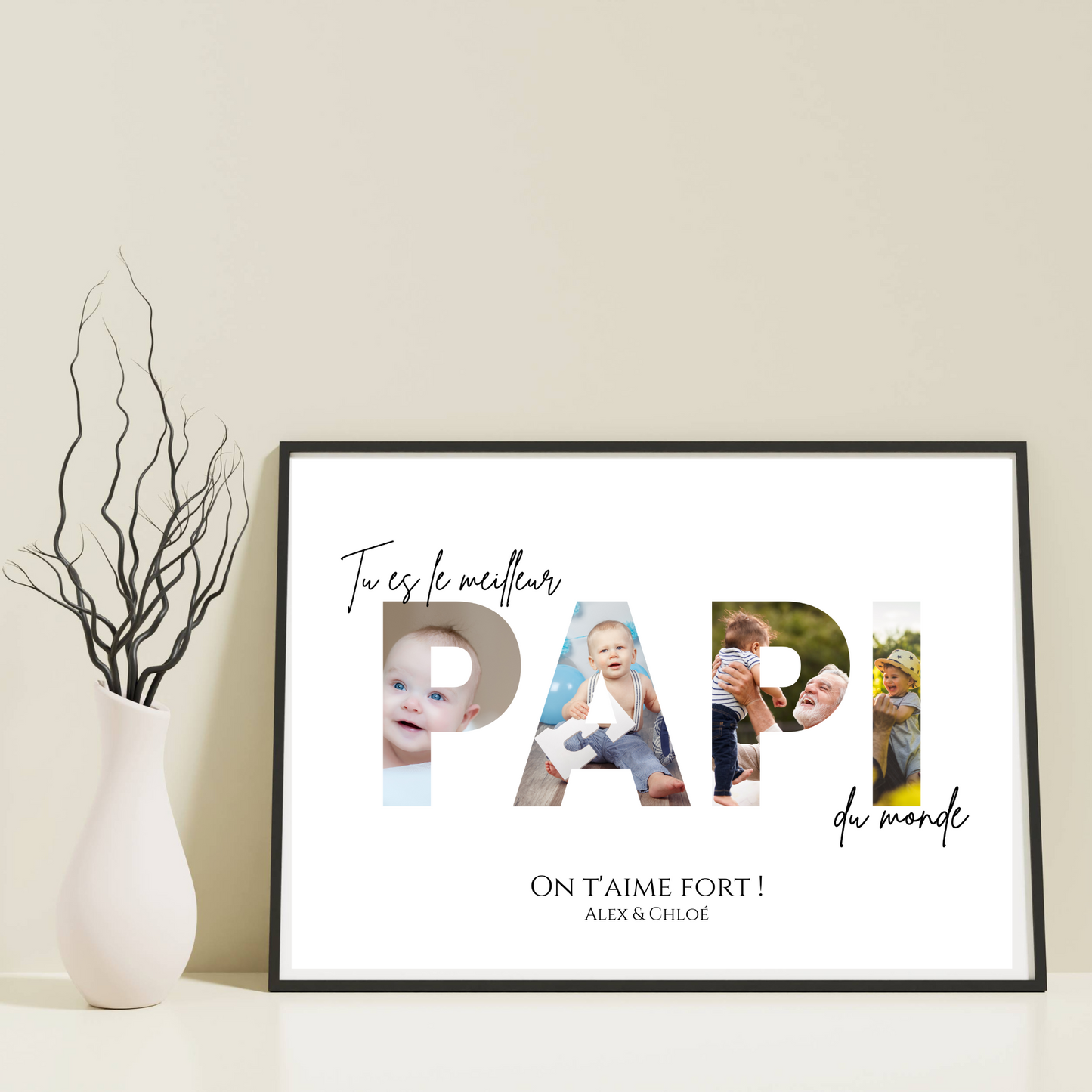 Affiche papi personnalisée photos - cadeau personnalisé papi par Le Temps des Paillettes - Le Temps des Paillettes