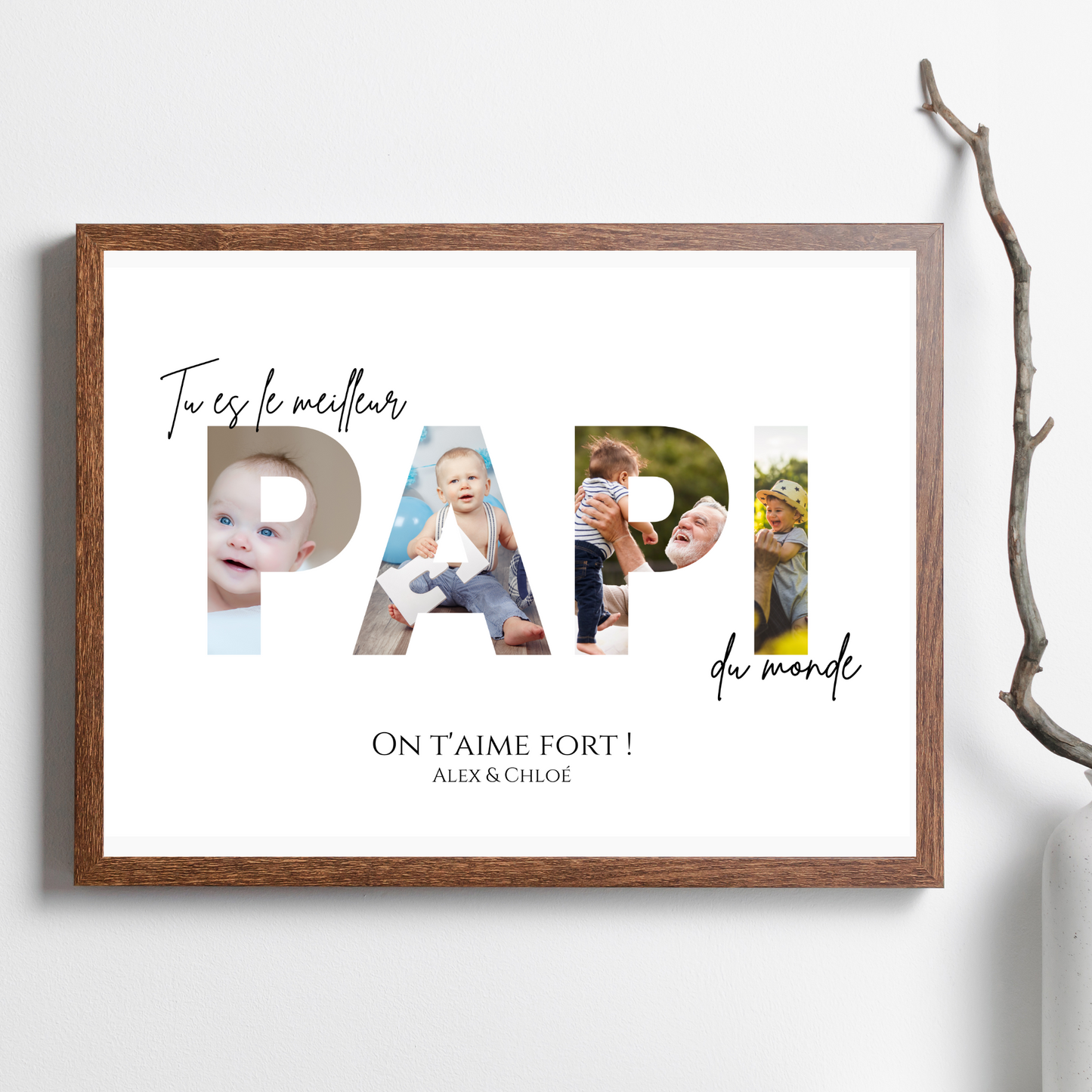 Affiche papi personnalisée photos - cadeau personnalisé papi par Le Temps des Paillettes - Le Temps des Paillettes