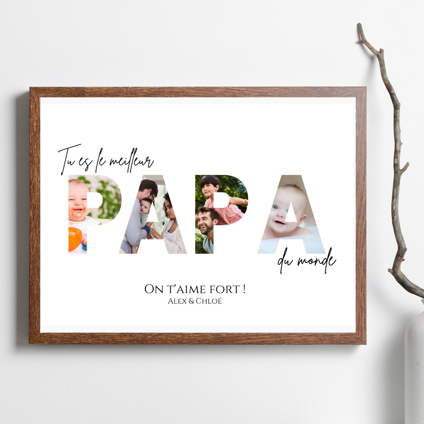 Affiche papa personnalisée photos - cadeau personnalisé papa par Le Temps des Paillettes - Le Temps des Paillettes