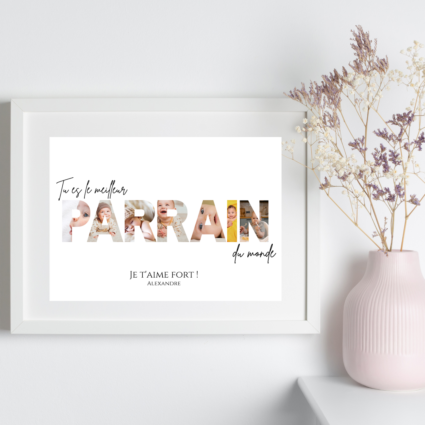 Affiche parrain personnalisée photos - cadeau personnalisé parrain par Le Temps des Paillettes - Le Temps des Paillettes