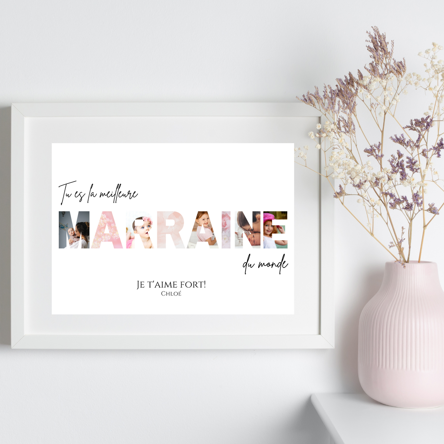 Affiche marraine personnalisée photos - cadeau personnalisé marraine par Le Temps des Paillettes - Le Temps des Paillettes