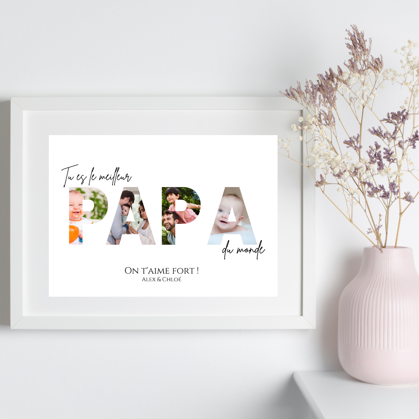 Affiche papa personnalisée photos - cadeau personnalisé papa par Le Temps des Paillettes - Le Temps des Paillettes
