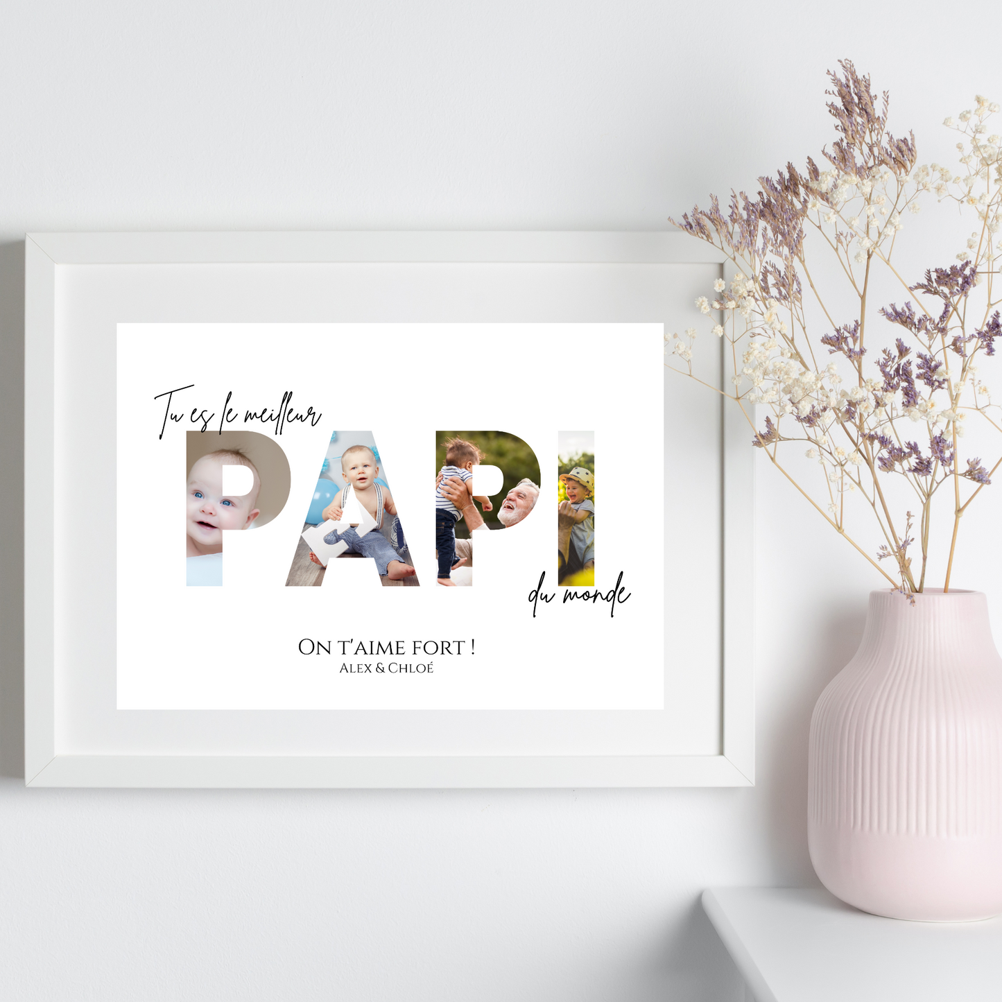 Affiche papi personnalisée photos - cadeau personnalisé papi par Le Temps des Paillettes - Le Temps des Paillettes