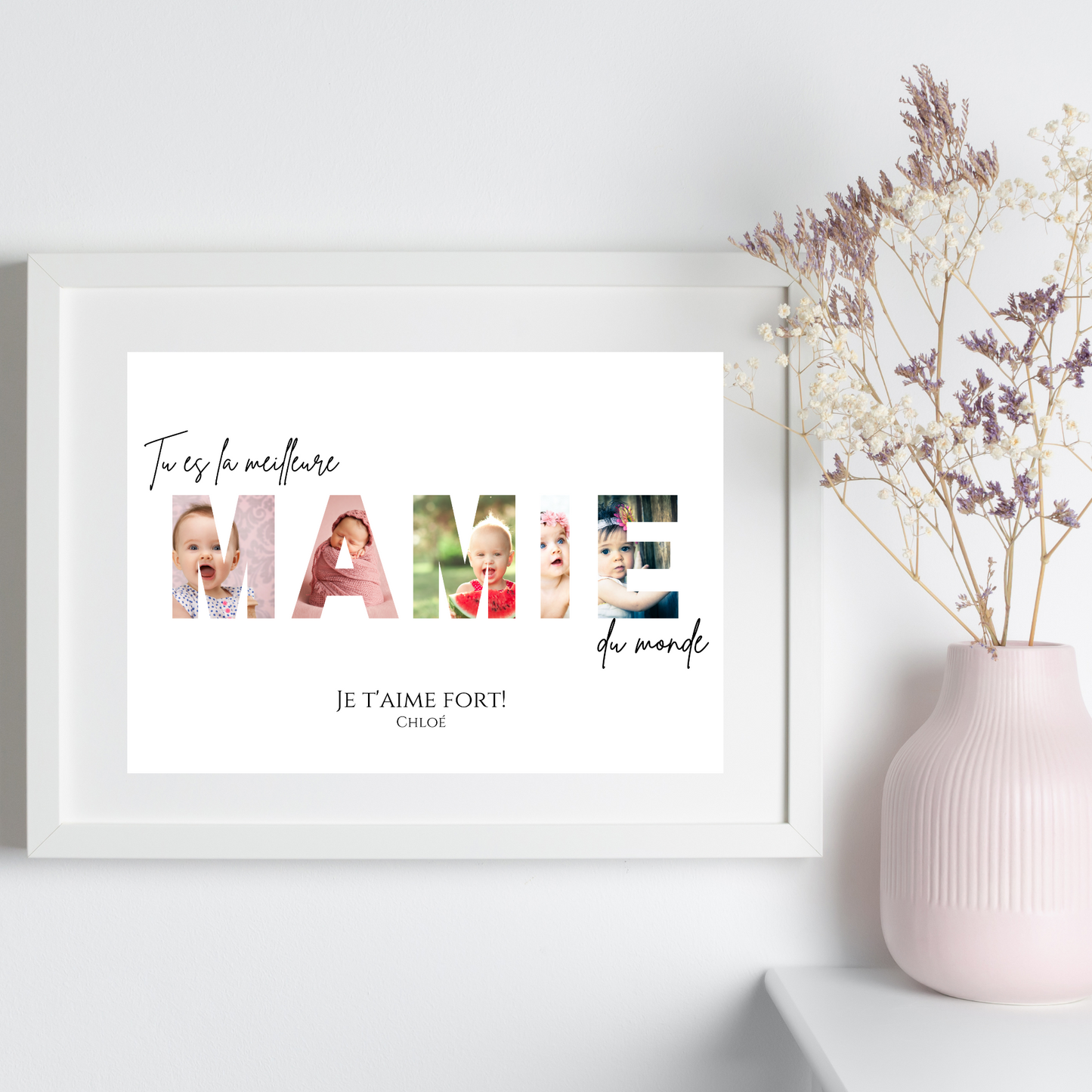 Affiche mamie personnalisée photos - cadeau personnalisé mamie par Le Temps des Paillettes - Le Temps des Paillettes