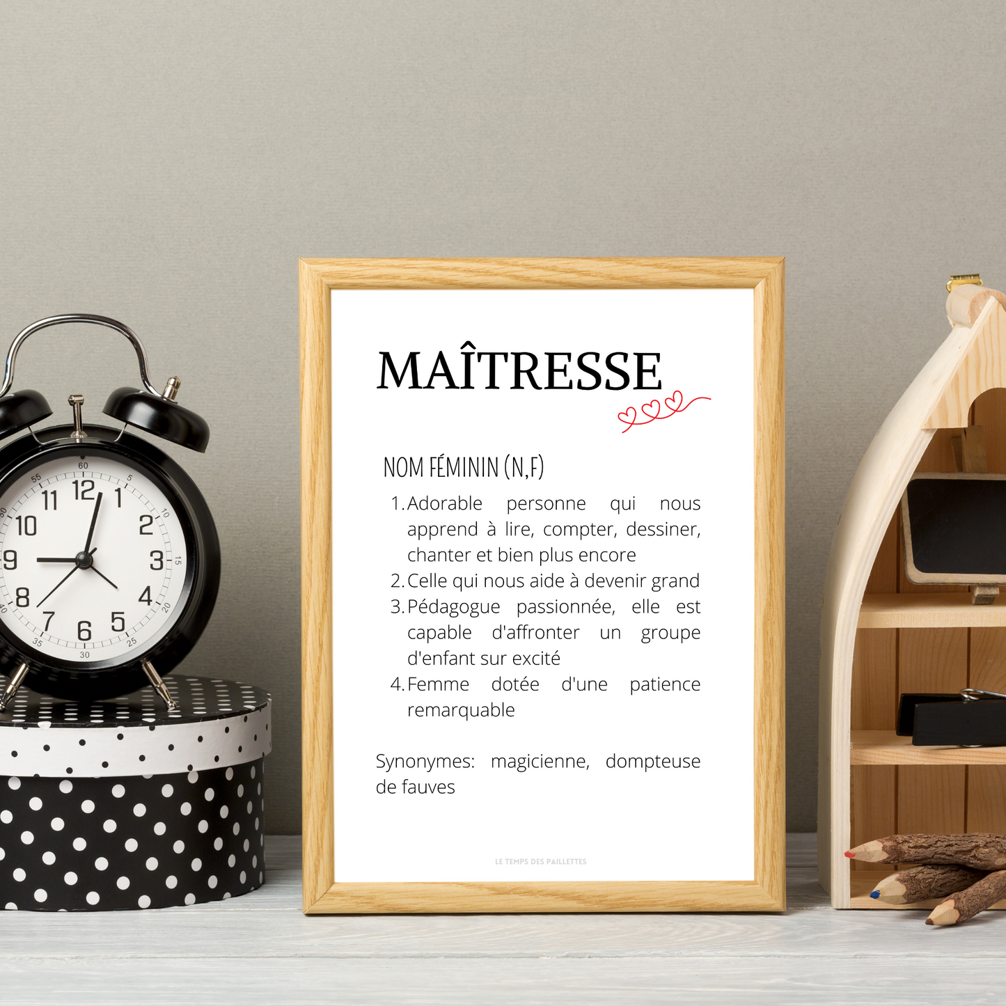 Affiche définition maitresse personnalisée - cadeau maitresse personnalisée - cadre maitresse par Le Temps des Paillettes - Le Temps des Paillettes