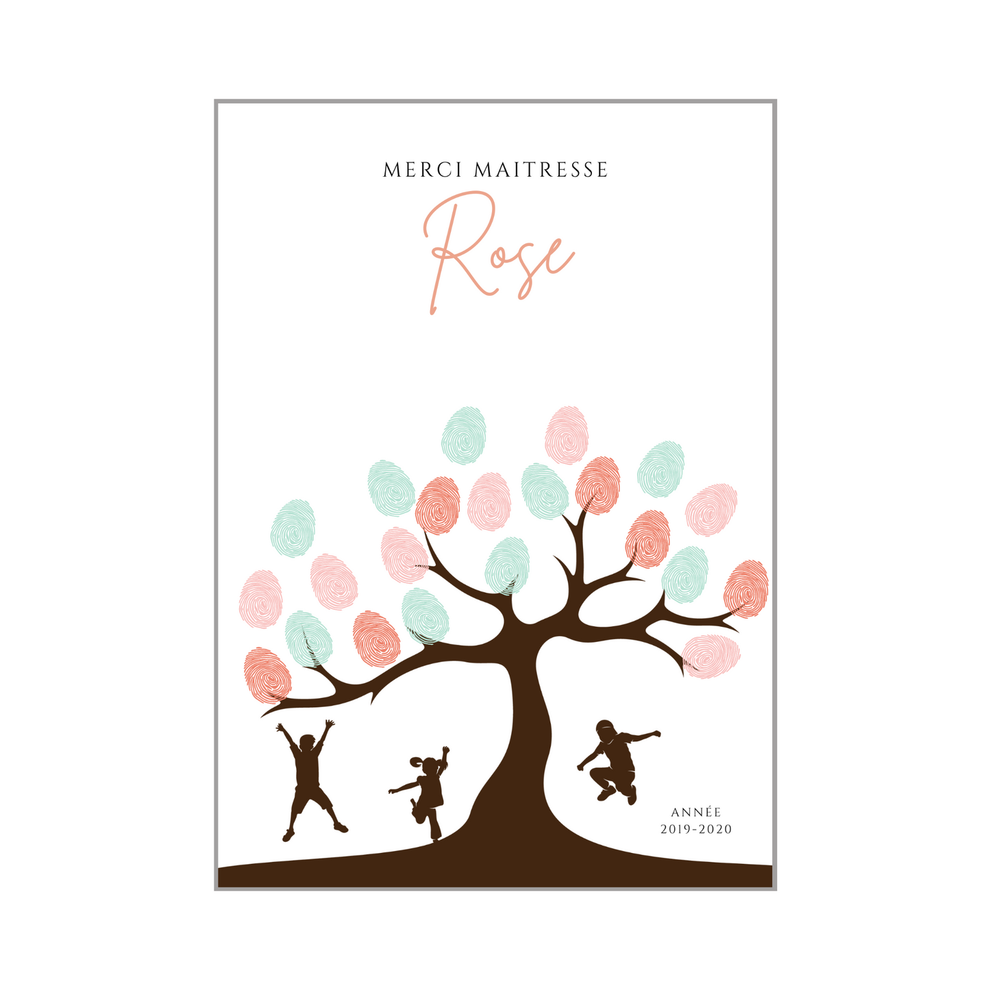 Affiche empreinte pour classe - cadeau maitresse - affiche merci maitresse par Le Temps des Paillettes - Le Temps des Paillettes