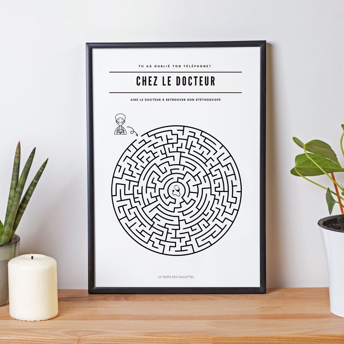 Poster labyrinthe Chez le docteur - Affiche minimalistes Chez le docteur - Affiche salle d'attente par Le Temps des Paillettes - Le Temps des Paillettes
