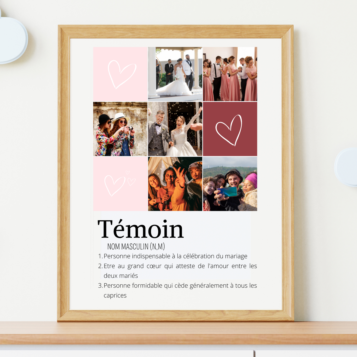 Affiche témoin personnalisée photos - cadeau personnalisé témoin par Le Temps des Paillettes - Le Temps des Paillettes