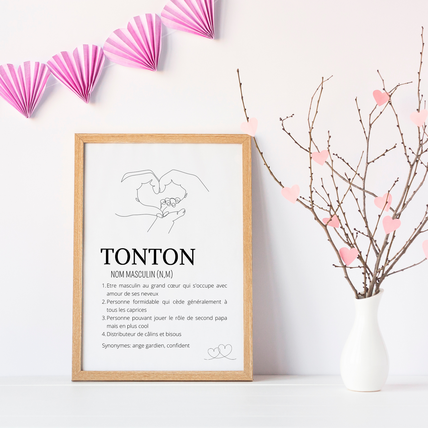 Affiche définition tonton single line - cadeau pour tonton par Le Temps des Paillettes - Le Temps des Paillettes