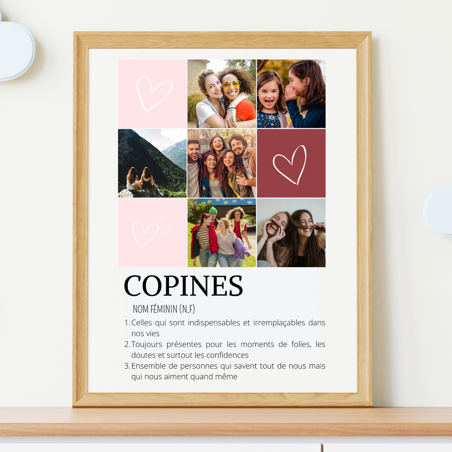 Affiche copines personnalisée photos - cadeau personnalisée BFF Meilleures amies par Le Temps des Paillettes - Le Temps des Paillettes