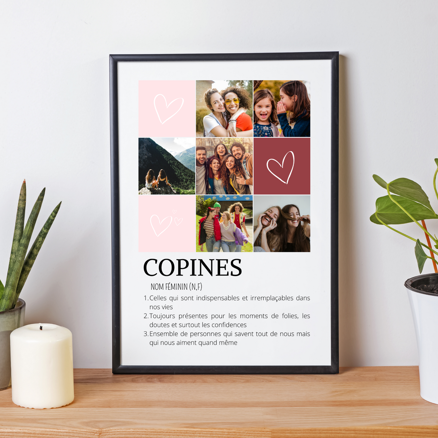 Affiche copines personnalisée photos - cadeau personnalisée BFF Meilleures amies par Le Temps des Paillettes - Le Temps des Paillettes