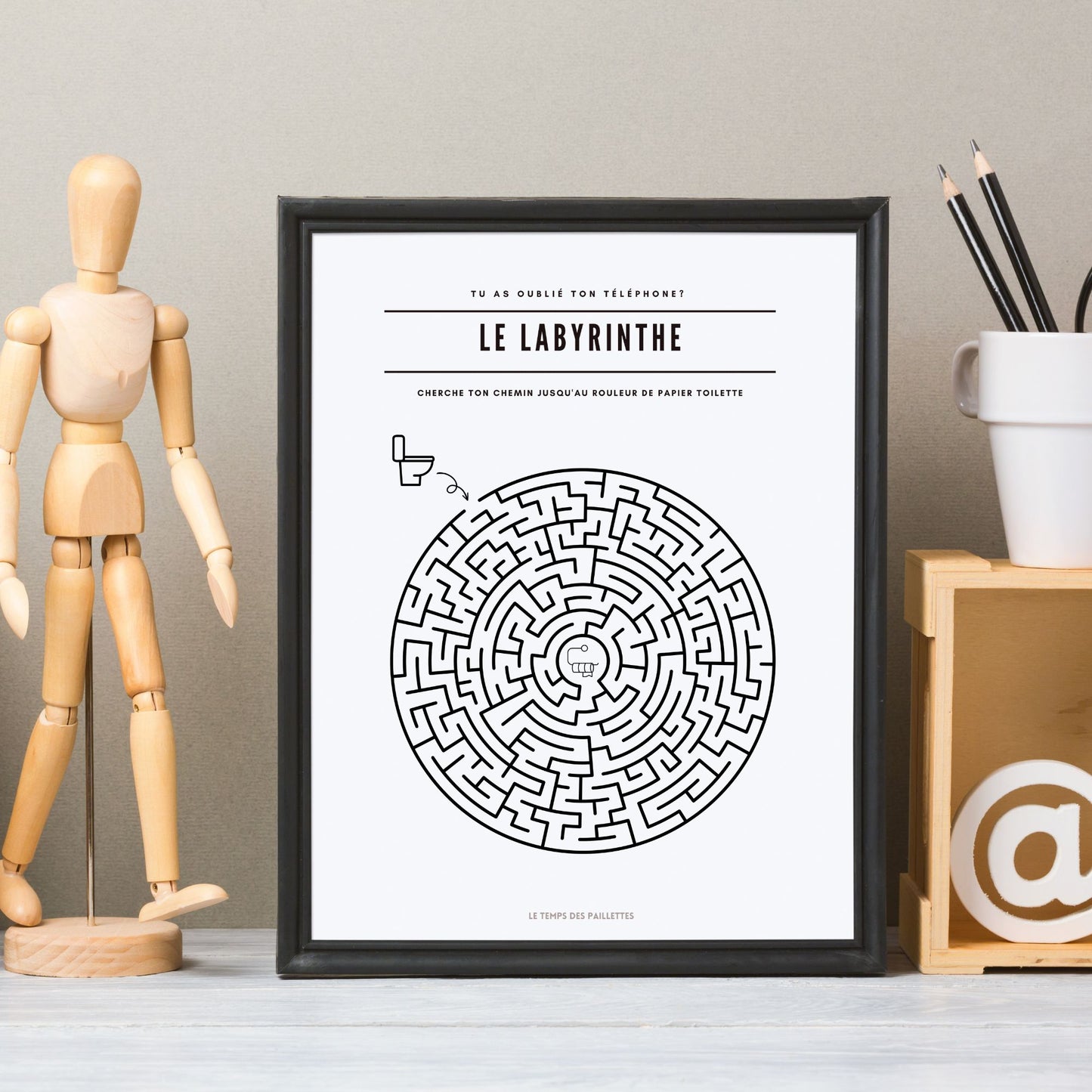 Poster labyrinthe - Affiche minimalistes WC et salle de bain - Affiche Les toilettes par Le Temps des Paillettes - Le Temps des Paillettes