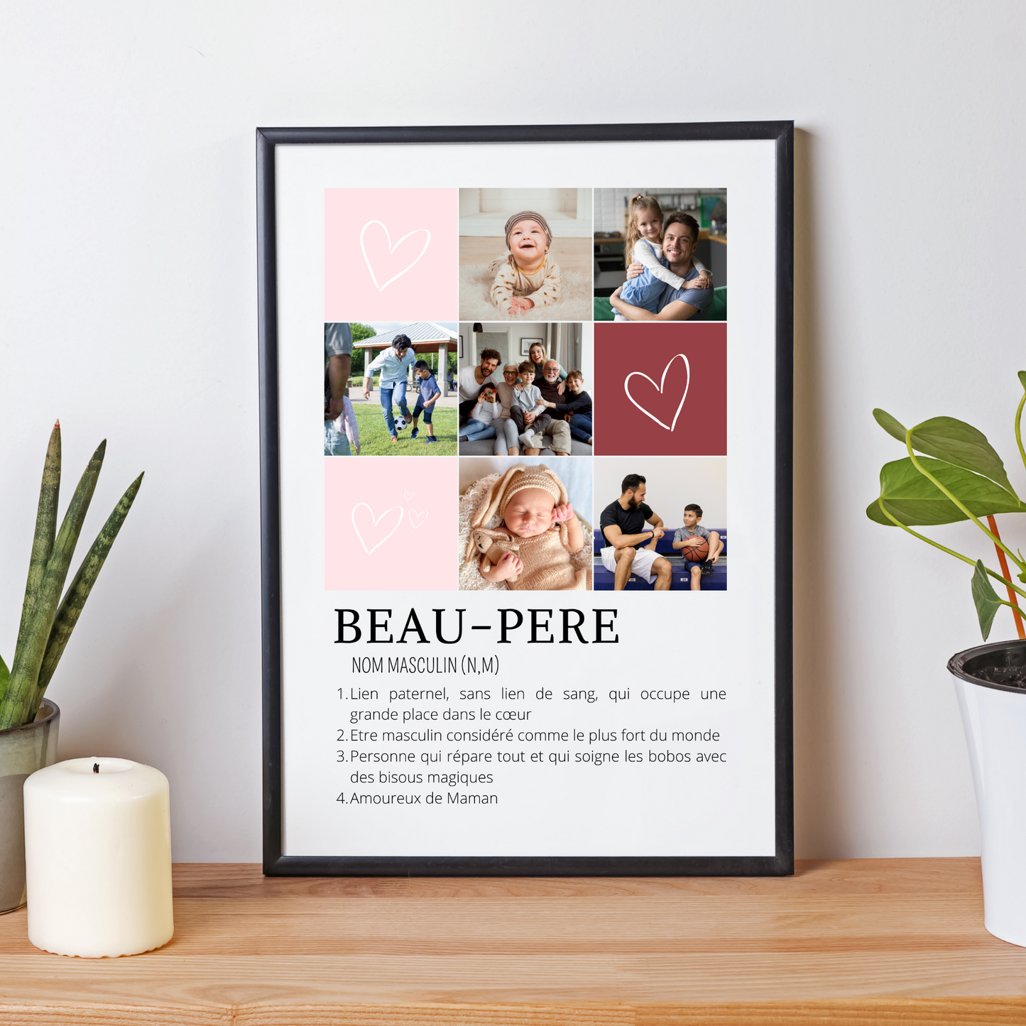 Affiche beau-père personnalisée photos - cadre photo beau-père par Le Temps des Paillettes - Le Temps des Paillettes