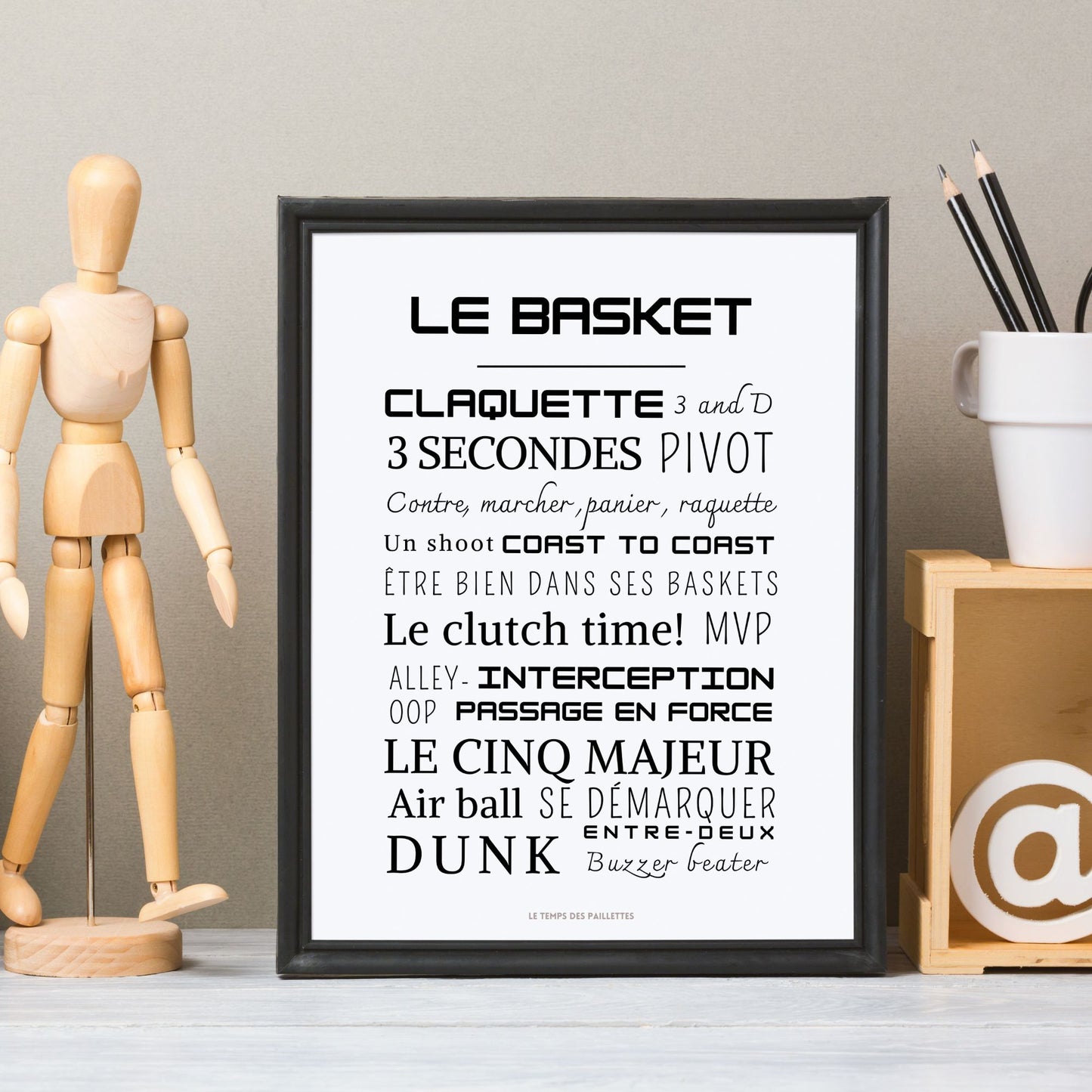 Affiche basket- Affiche mots et expressions du basket - Poster sport par Le Temps des Paillettes - Le Temps des Paillettes