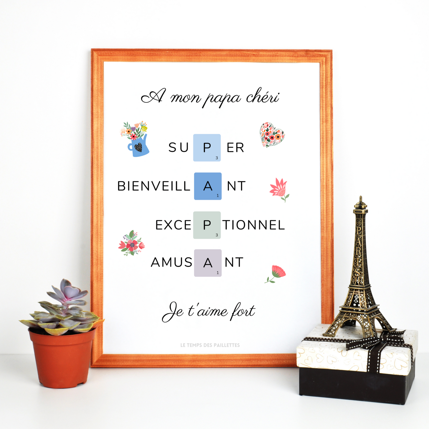 Affiche papa scrabble personnalisée - Cadeau papa personnalisée - Cadeau fête des pères par Le Temps des Paillettes - Le Temps des Paillettes