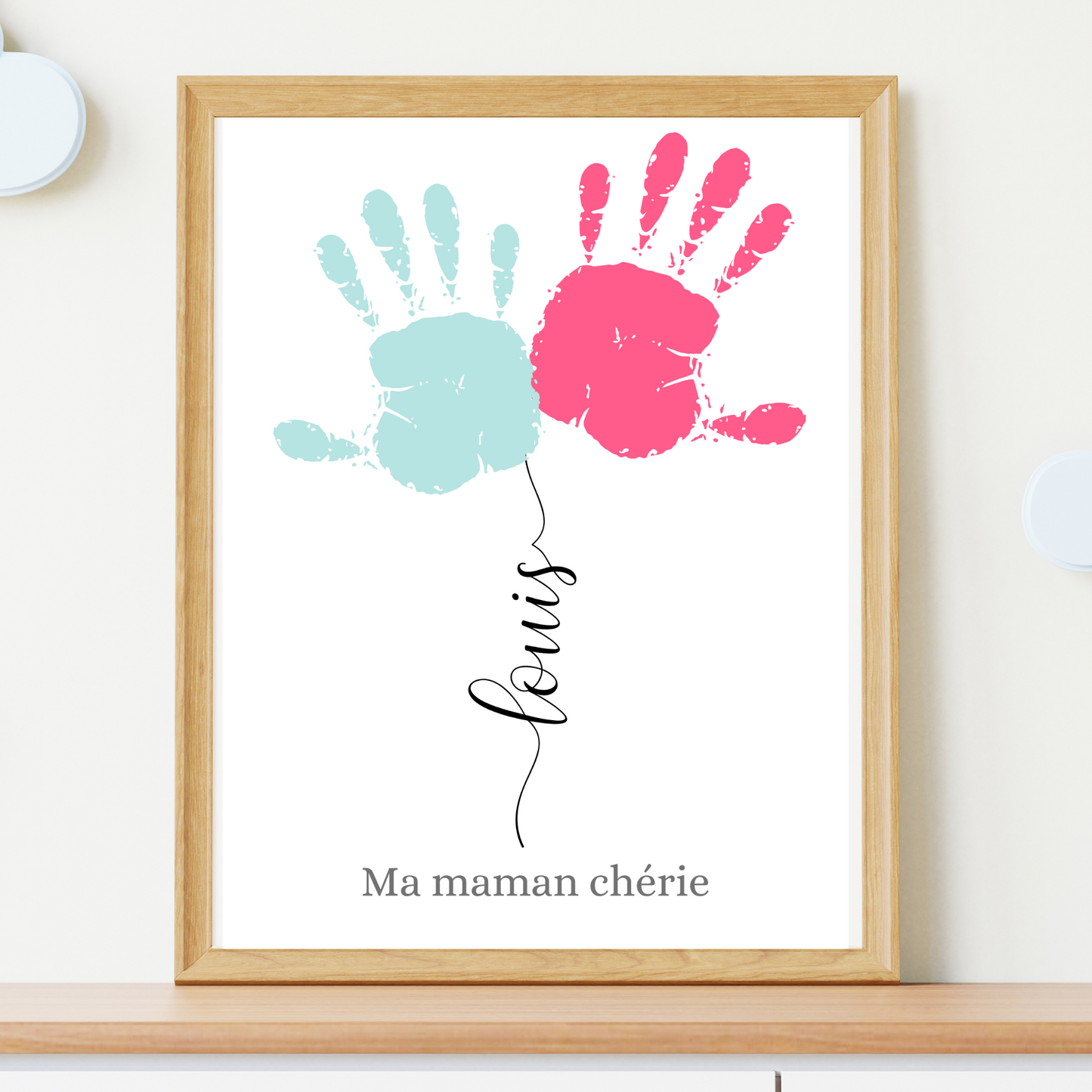 Affiche maman personnalisée empreinte de mains - cadeau personnalisée fête des mères par Le Temps des Paillettes - Le Temps des Paillettes