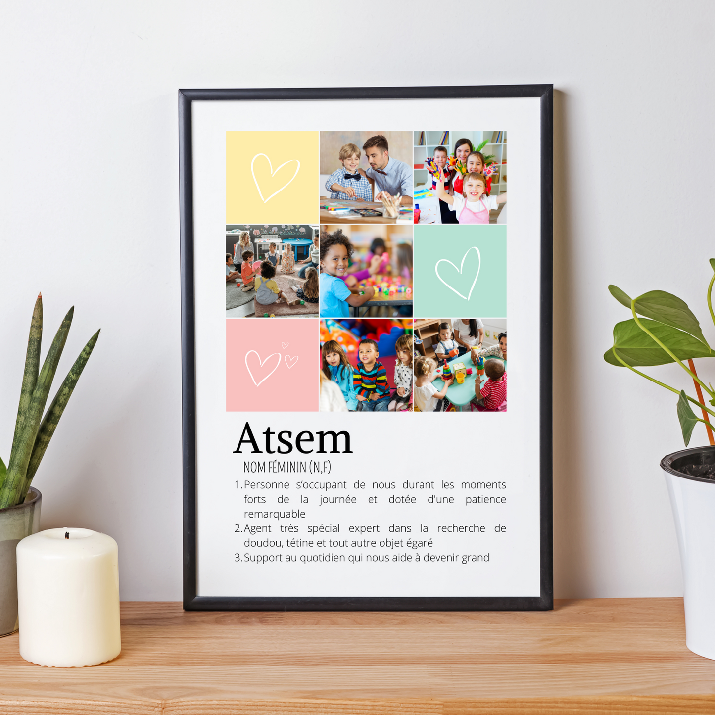 Affiche ATSEM personnalisée photos - cadeau personnalisée ATSEM par Le Temps des Paillettes - Le Temps des Paillettes