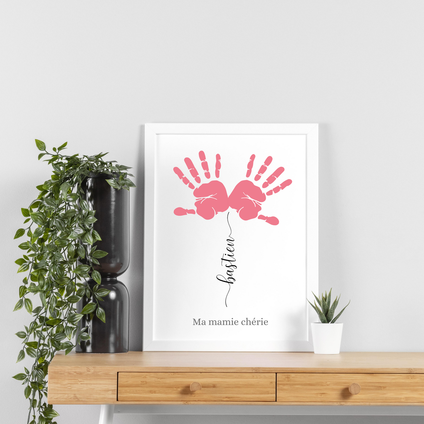 Affiche mamie personnalisée empreinte de mains et prénoms des petits enfants - fête des grands mères par Le Temps des Paillettes - Le Temps des Paillettes