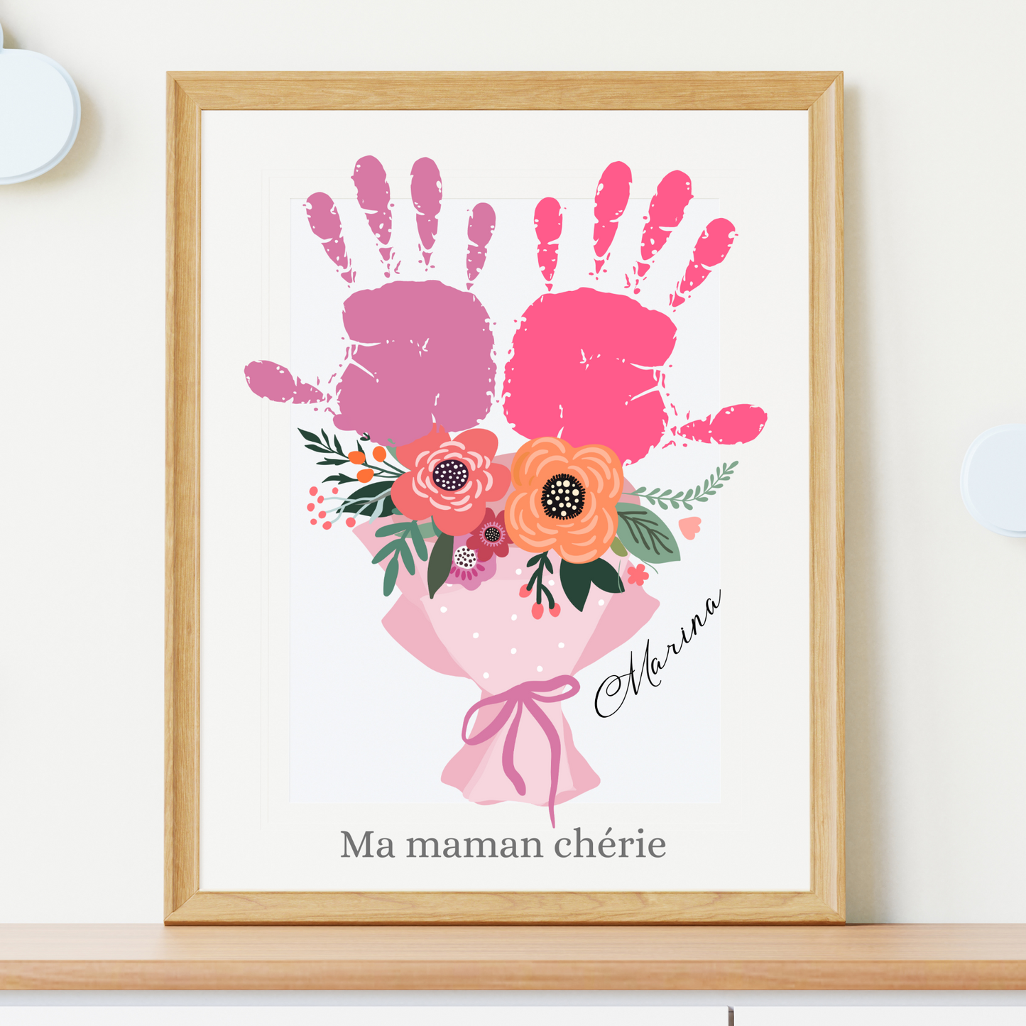 Affiche maman personnalisée empreinte de mains - cadeau personnalisée fête des mères par Le Temps des Paillettes - Le Temps des Paillettes