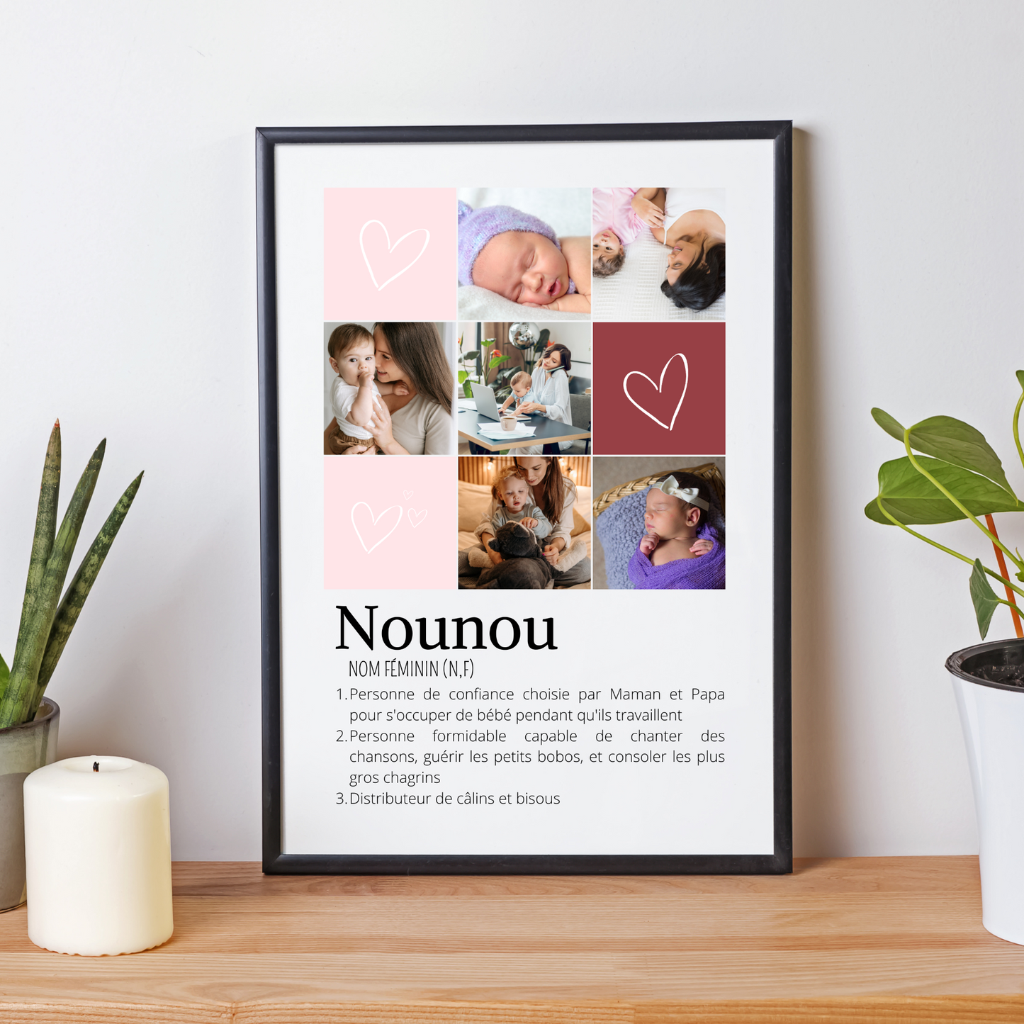 Affiche nounou personnalisée photos - cadeau personnalisée pour nounou par Le Temps des Paillettes - Le Temps des Paillettes