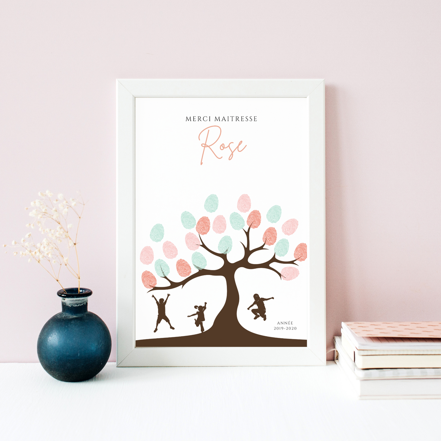 Affiche empreinte pour classe - cadeau maitresse - affiche merci maitresse par Le Temps des Paillettes - Le Temps des Paillettes