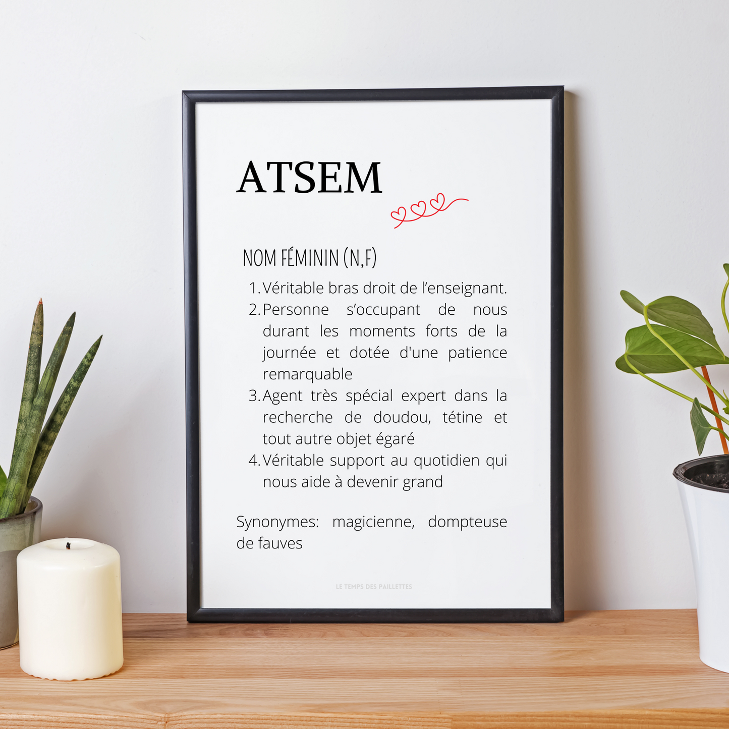 Affiche définition ATSEM personnalisée - cadeau ATSEM personnalisée - cadre ATSEM par Le Temps des Paillettes - Le Temps des Paillettes