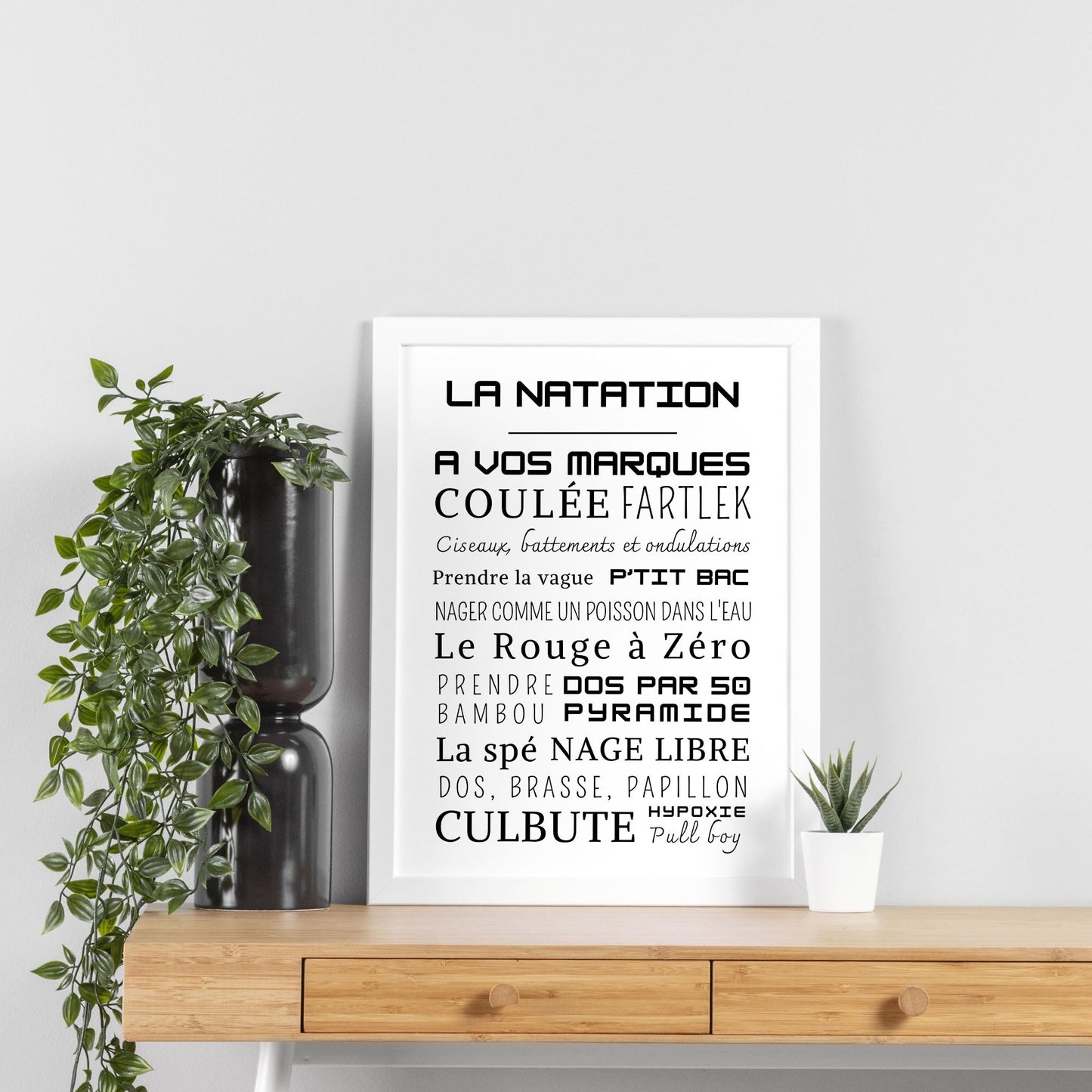 Affiche natation - Affiche mots et expressions de natation - Poster sport par Le Temps des Paillettes - Le Temps des Paillettes