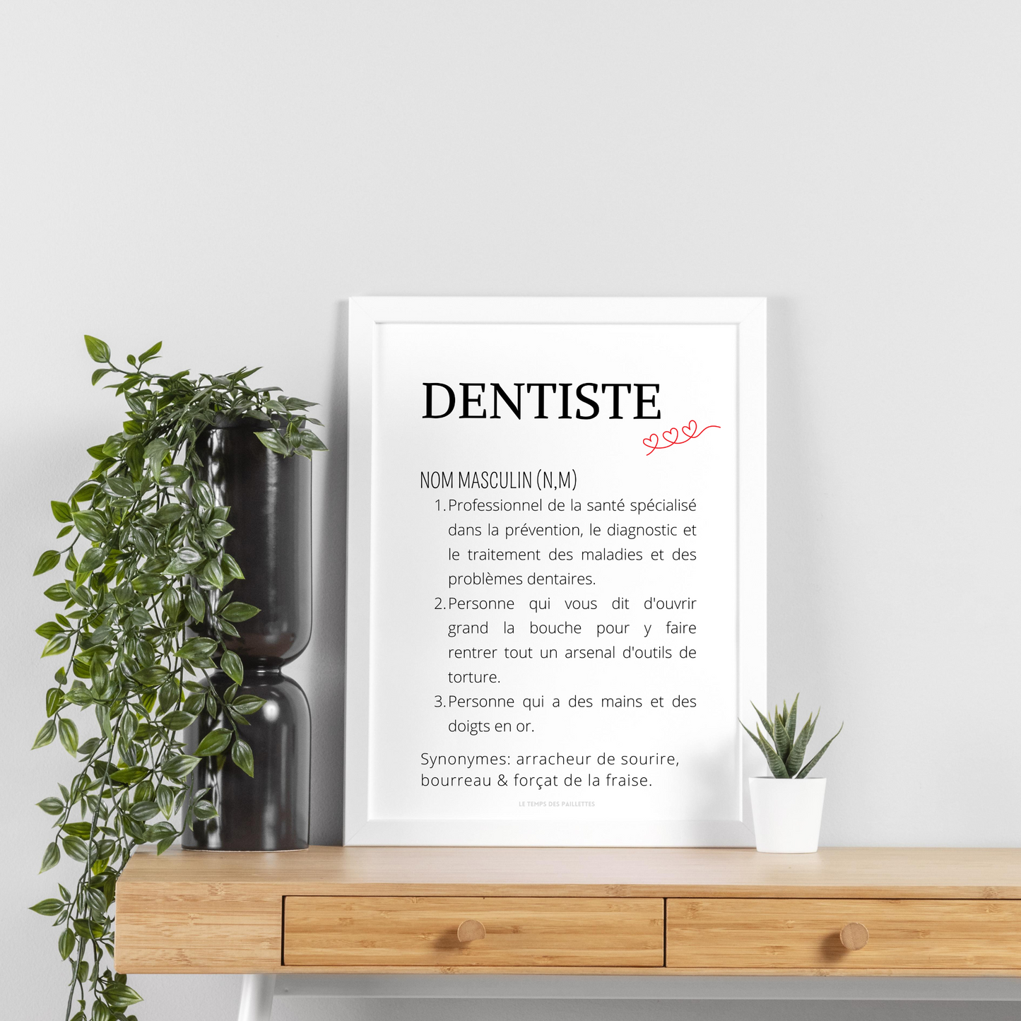 Affiche définition dentiste - Affiche minimalistes dentiste - Affiche salle d'attente par Le Temps des Paillettes - Le Temps des Paillettes