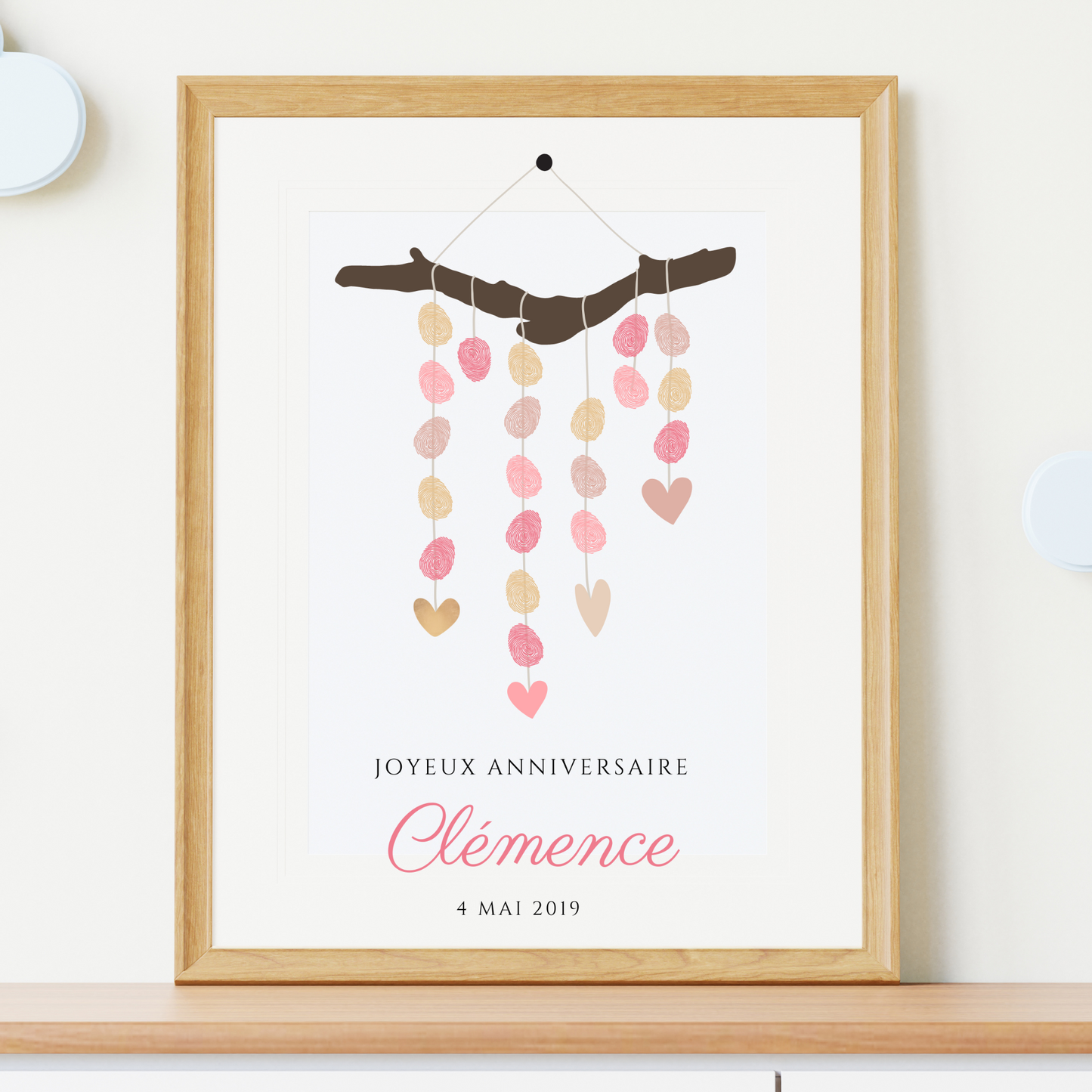 Arbre à empreintes bohème fille - Déco anniversaire personnalisé par le Temps des Paillettes - Le Temps des Paillettes