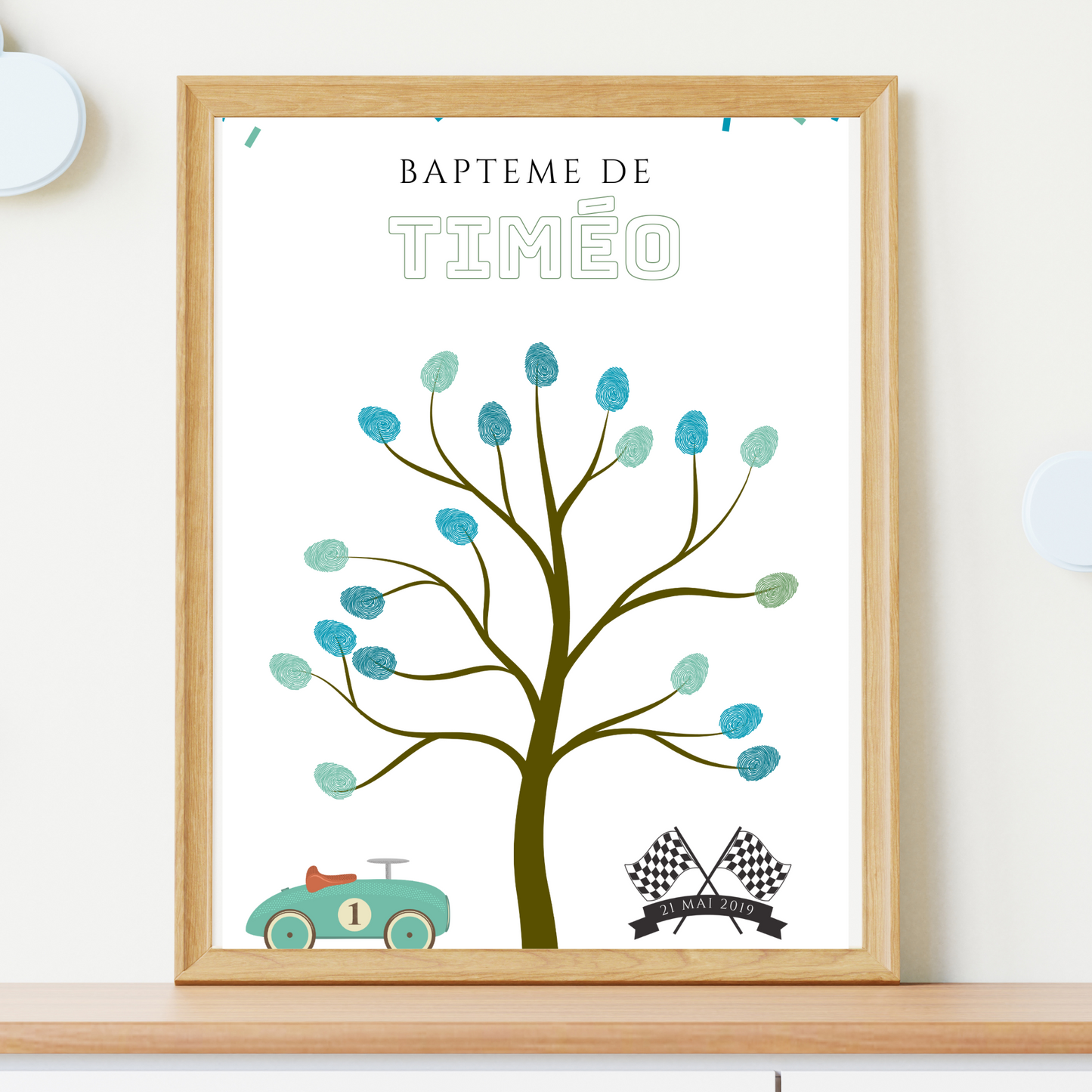 Arbre à empreintes voiture de course anniversaire - Déco anniversaire personnalisé par le Temps des Paillettes - Le Temps des Paillettes