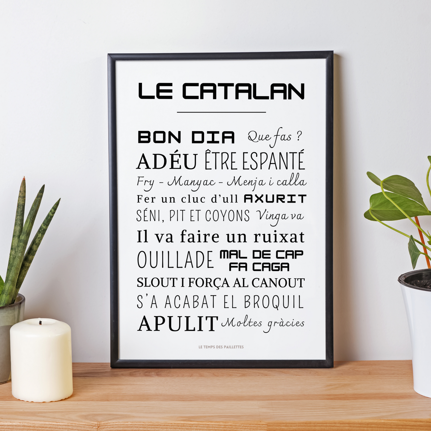 Affiche Mots Catalans - Poster Catalans - Cadre mots et expressions de catalogne par Le Temps des Paillettes - Le Temps des Paillettes