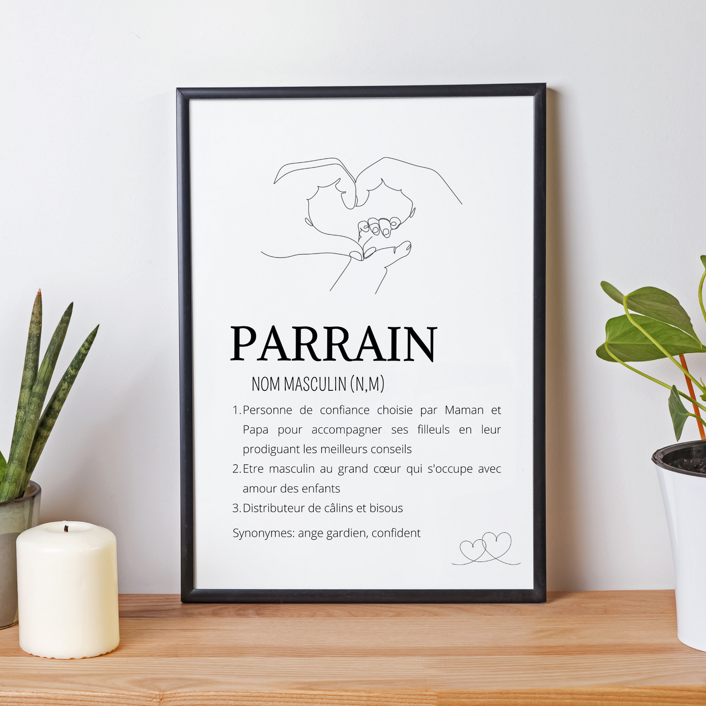 Affiche définition parrain - cadeau pour parrain - décoration single line par Le Temps des Paillettes - Le Temps des Paillettes