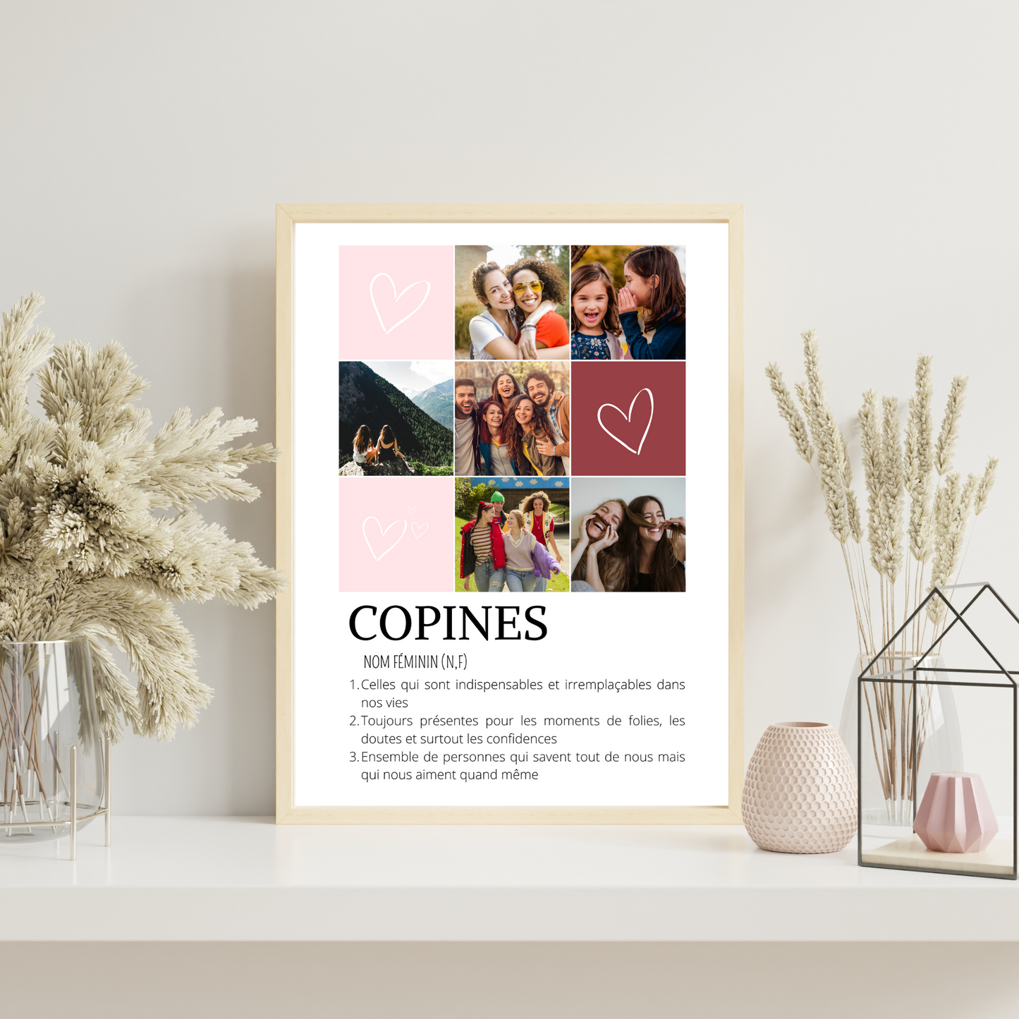 Affiche copines personnalisée photos - cadeau personnalisée BFF Meilleures amies par Le Temps des Paillettes - Le Temps des Paillettes