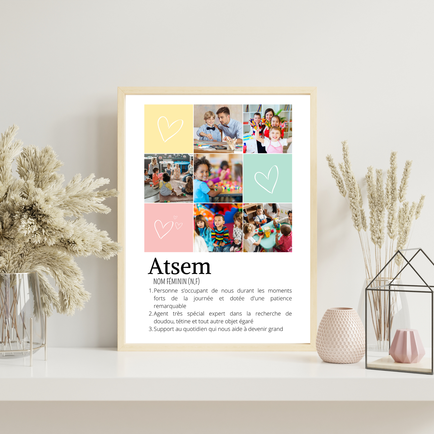 Affiche ATSEM personnalisée photos - cadeau personnalisée ATSEM par Le Temps des Paillettes - Le Temps des Paillettes