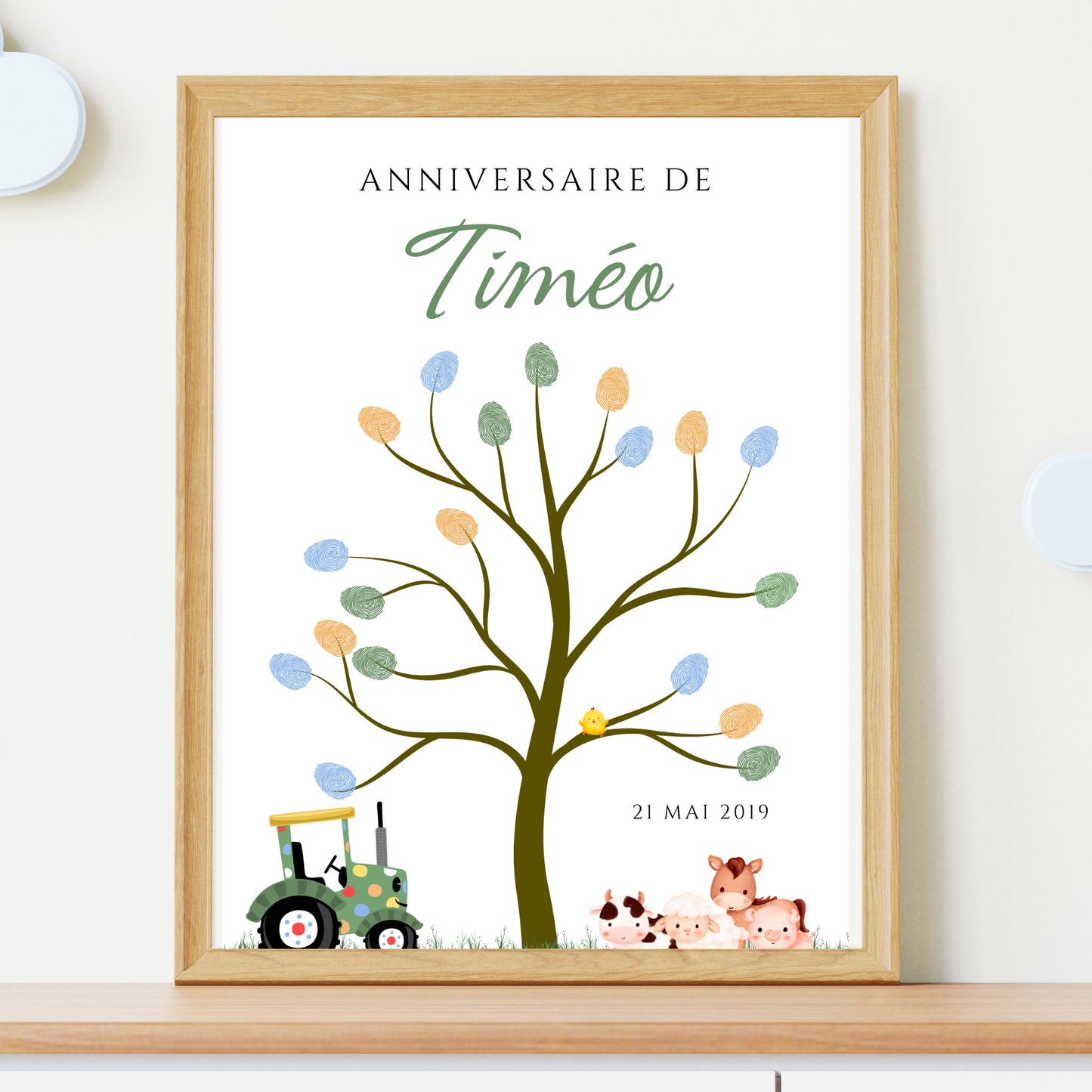 Arbre à empreintes tracteur anniversaire - Déco anniversaire personnalisé par le Temps des Paillettes - Le Temps des Paillettes